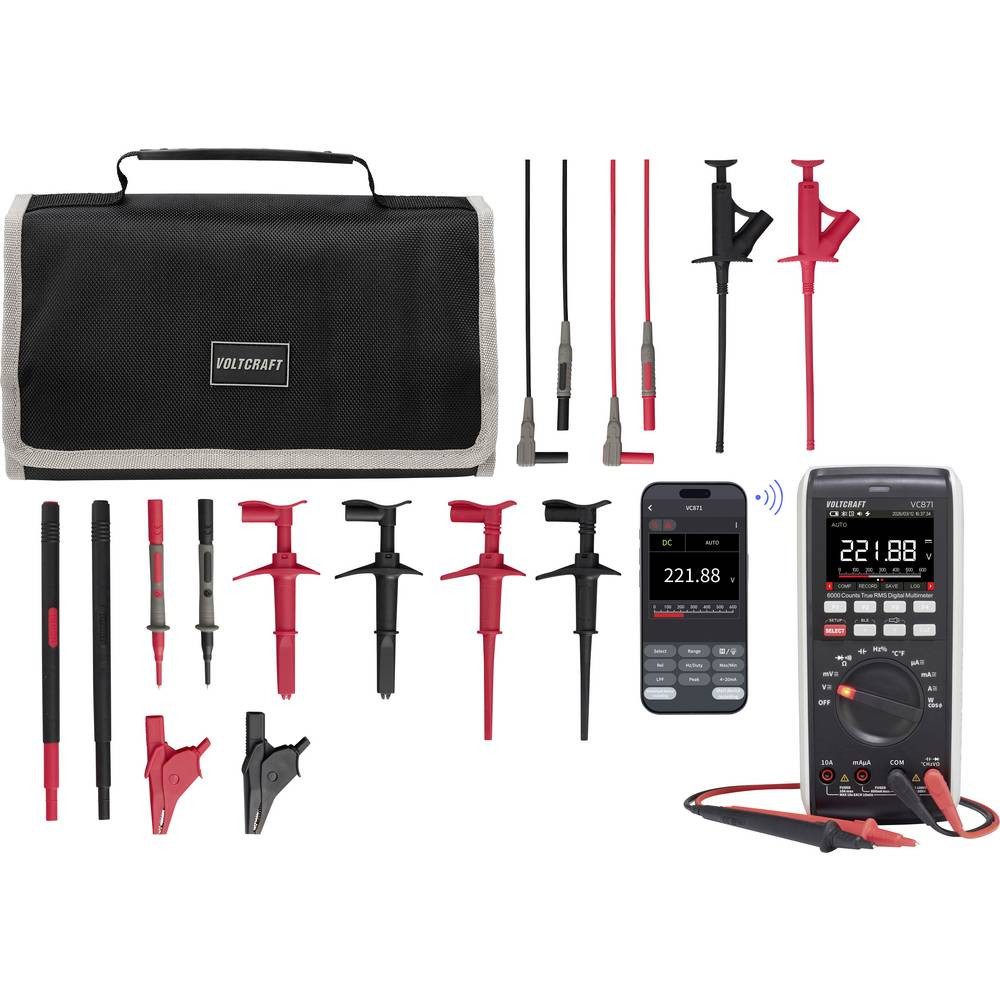VOLTCRAFT Multimeter VC-871 Multimeter mit MLSet-100 Messleitungen und Tasche, Datenlogger, LoZ