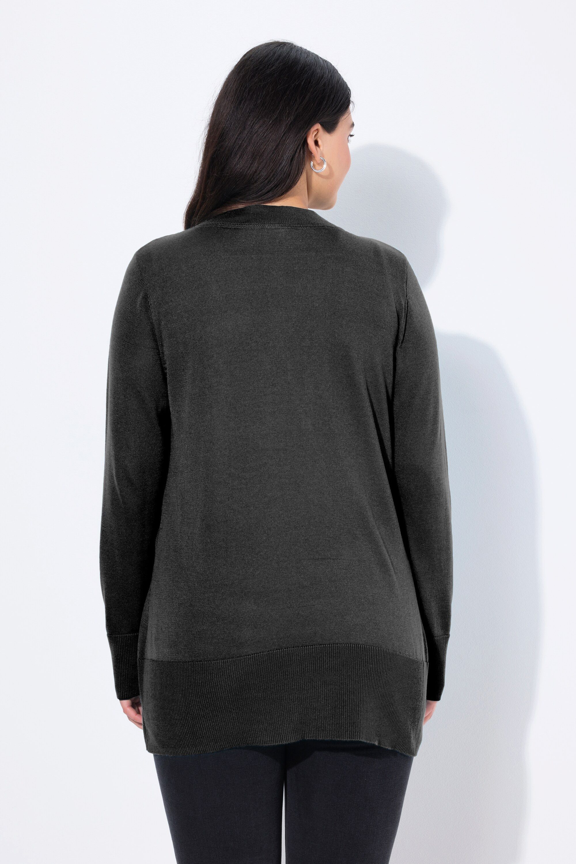 Ulla Popken Strickjacke Strickjacke V-Ausschnitt Knopfleiste Feinstrick