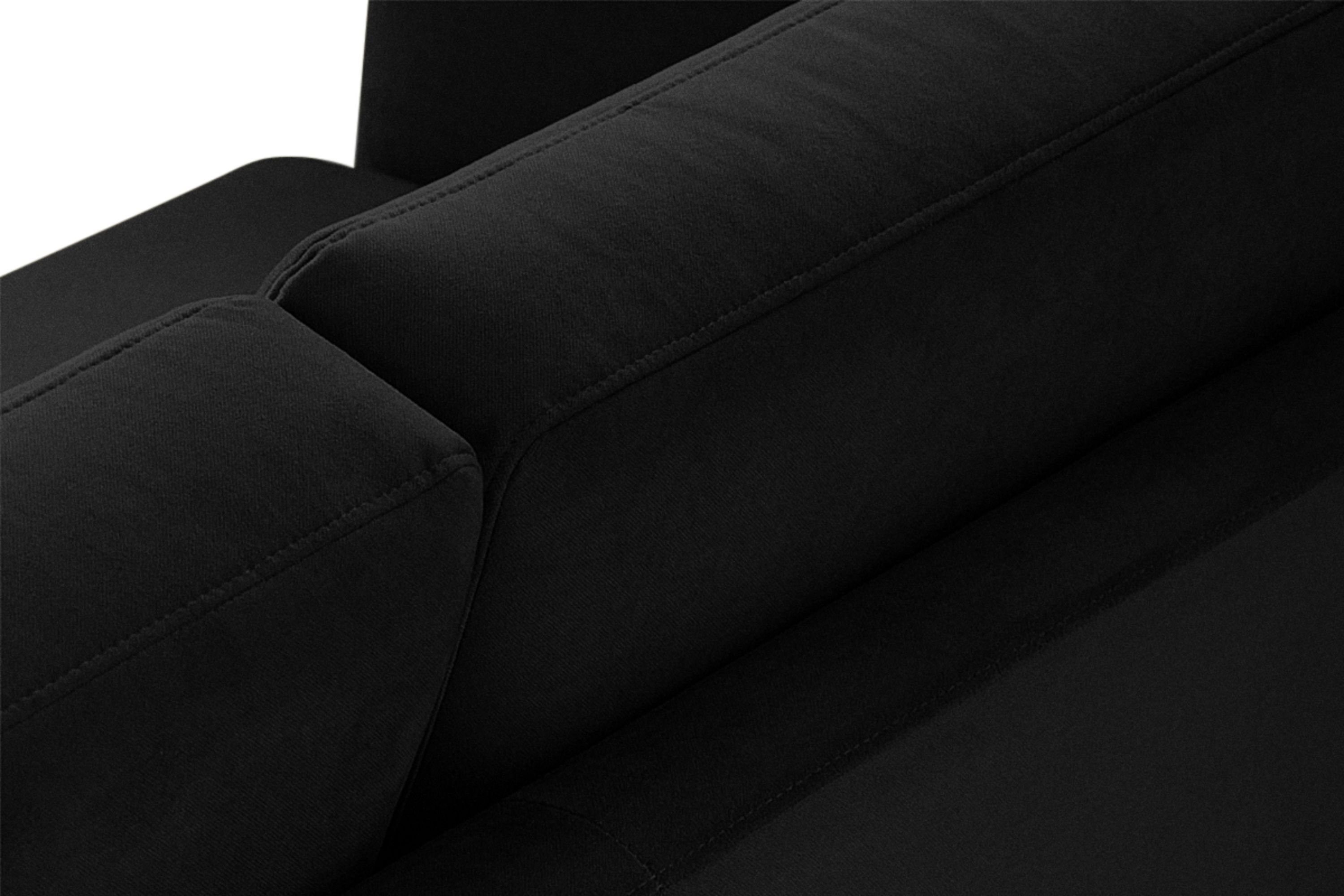 mit Ecksofa Europe, schwarz Made in rechts, Scandi-Stil, | Armlehnen, Gestell Konsimo Massivholz aus Ecksofa schwarz TAGIO