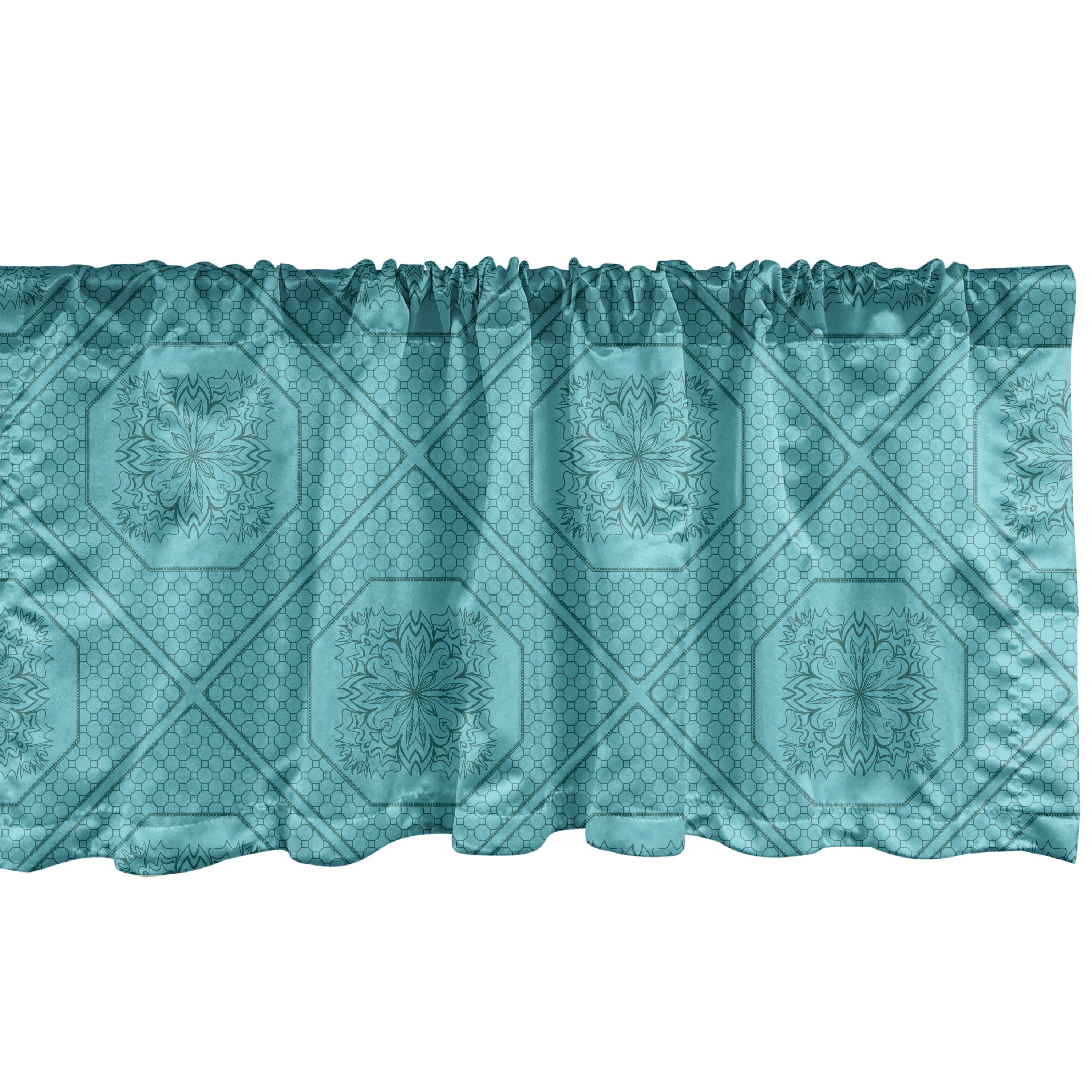 Scheibengardine Vorhang Volant für Küche Schlafzimmer Dekor mit Stangentasche, Abakuhaus, Microfaser, Geometrisch Blühend Motive Shapes