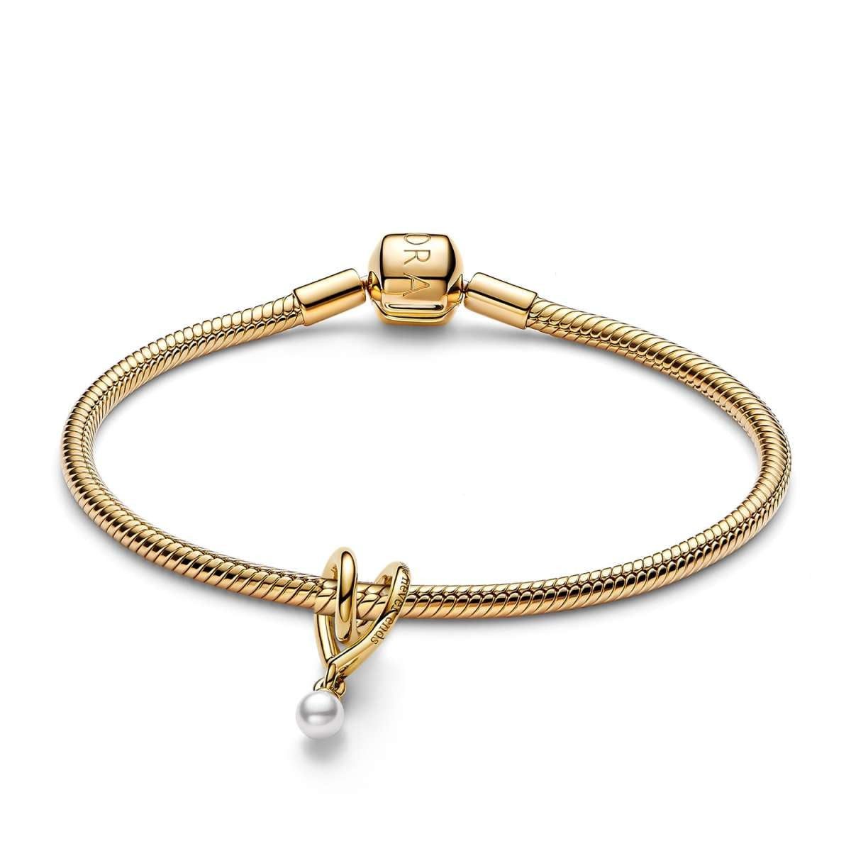Pandora Perlenarmband 21118, Starter-Set Damenarmband Goldfarben Gewickeltes Herz