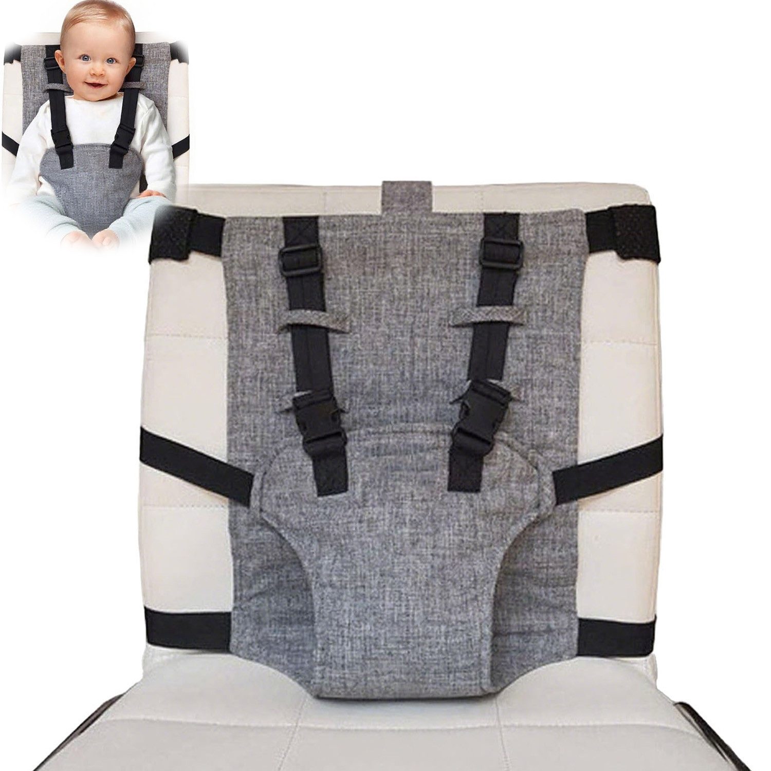 SURFOU Reise Hochstuhl Schutzgurt Tragbare Sitzgurt für Baby Klappbarer Hochstuhl-Gurt (Träge 6-36 Monate für Reisen Restaurant Zuhause), Hochstuhl Baby Sitzstuhl Schutzgurt mit Verstellbare