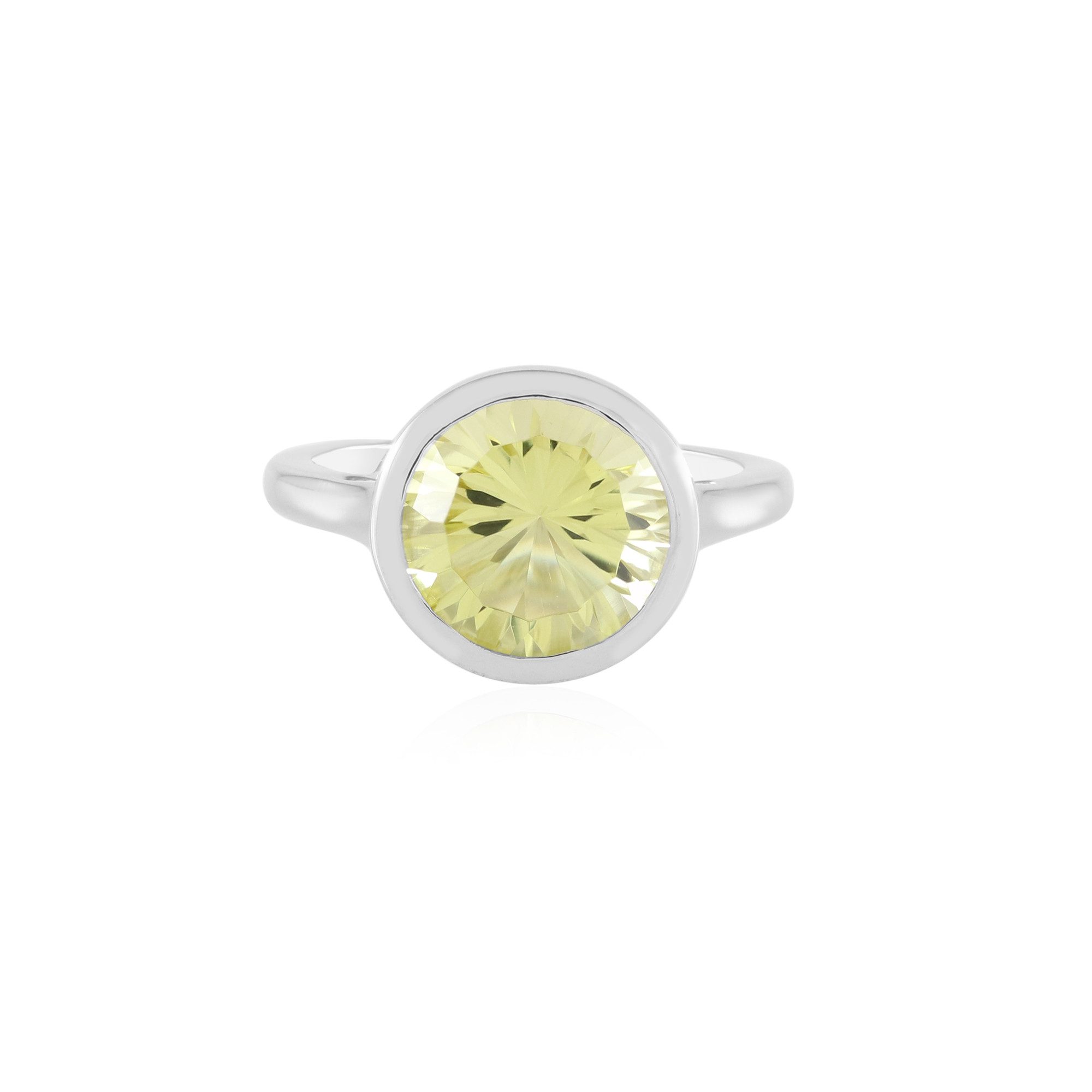 Solitärring Ouro Verde Quarz Silber Ring