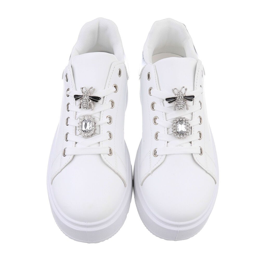 Ital-Design Damen Low-Top Freizeit Sneaker (86706305) Keilabsatz/Wedge Sneakers Low in Weiß