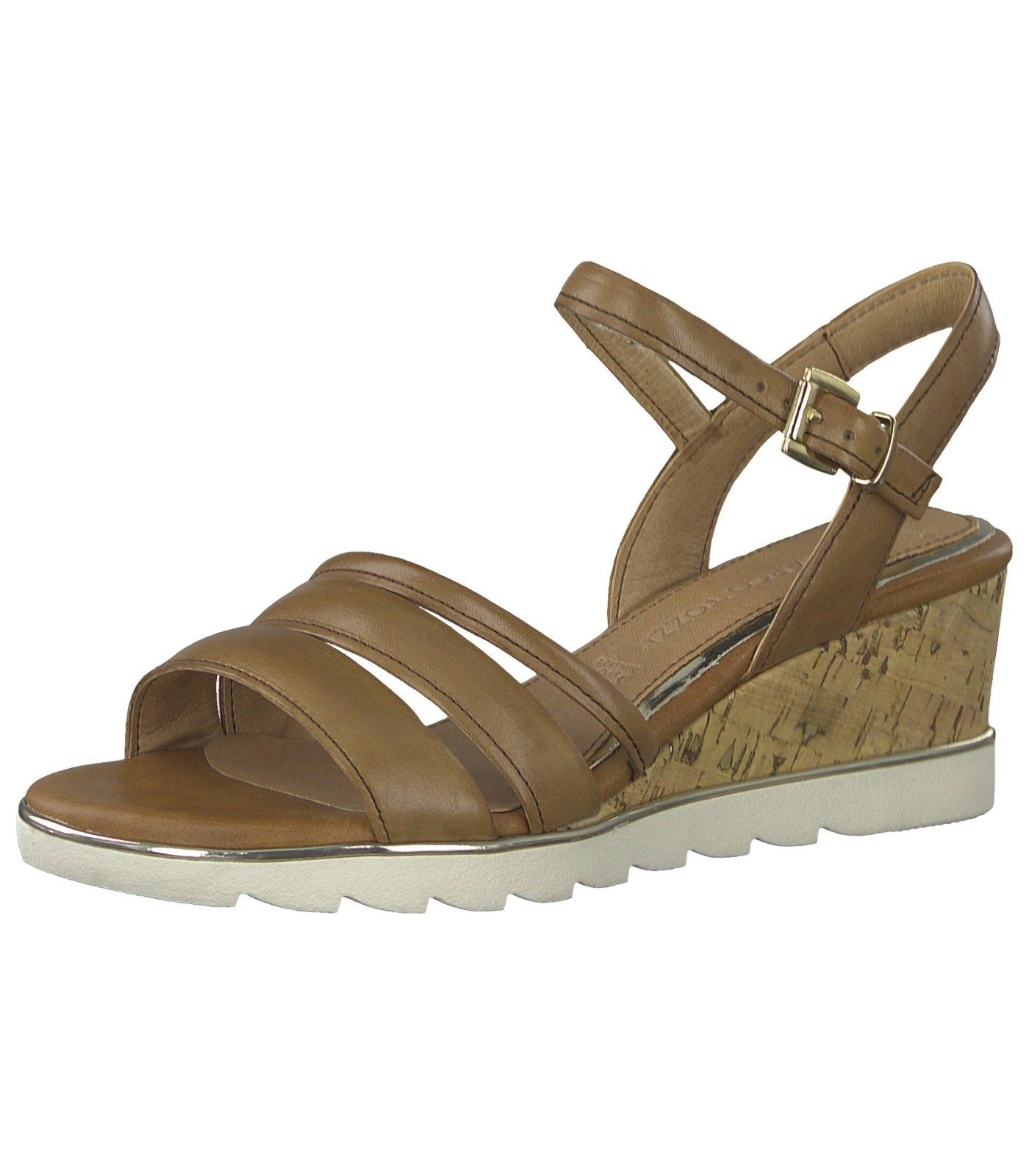 MARCO TOZZI Sandalen Leder Keilsandalette Cognac