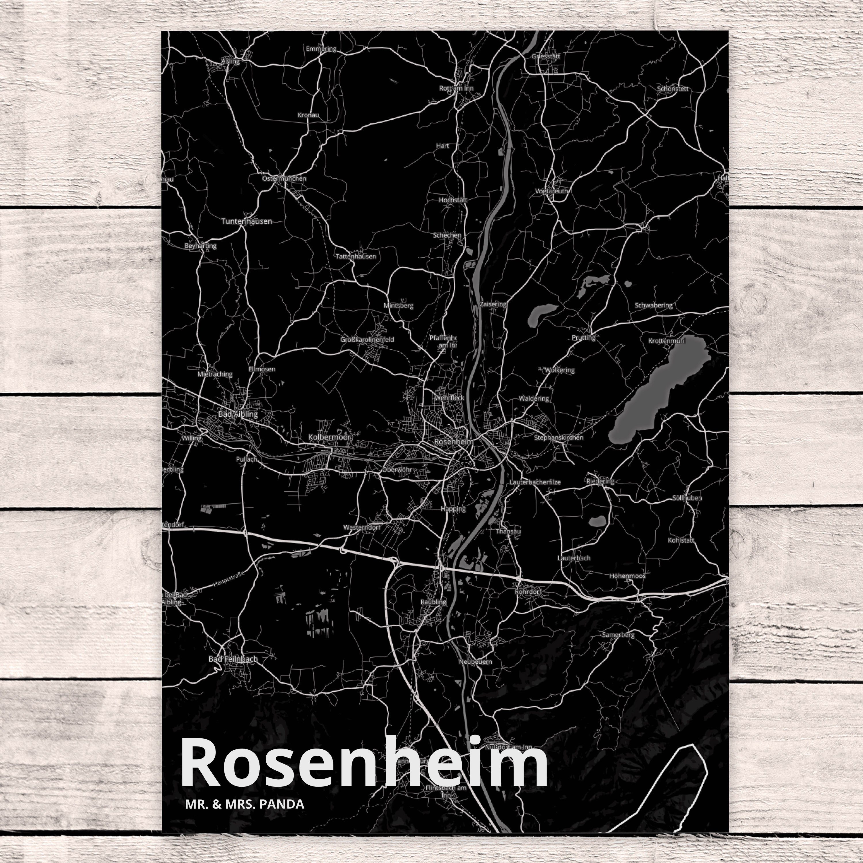Rosenheim Mrs. Mr. Landkarte Karte Dorf - Postkarte Map Stadt Karte & Stadtplan, Panda Geschenk,