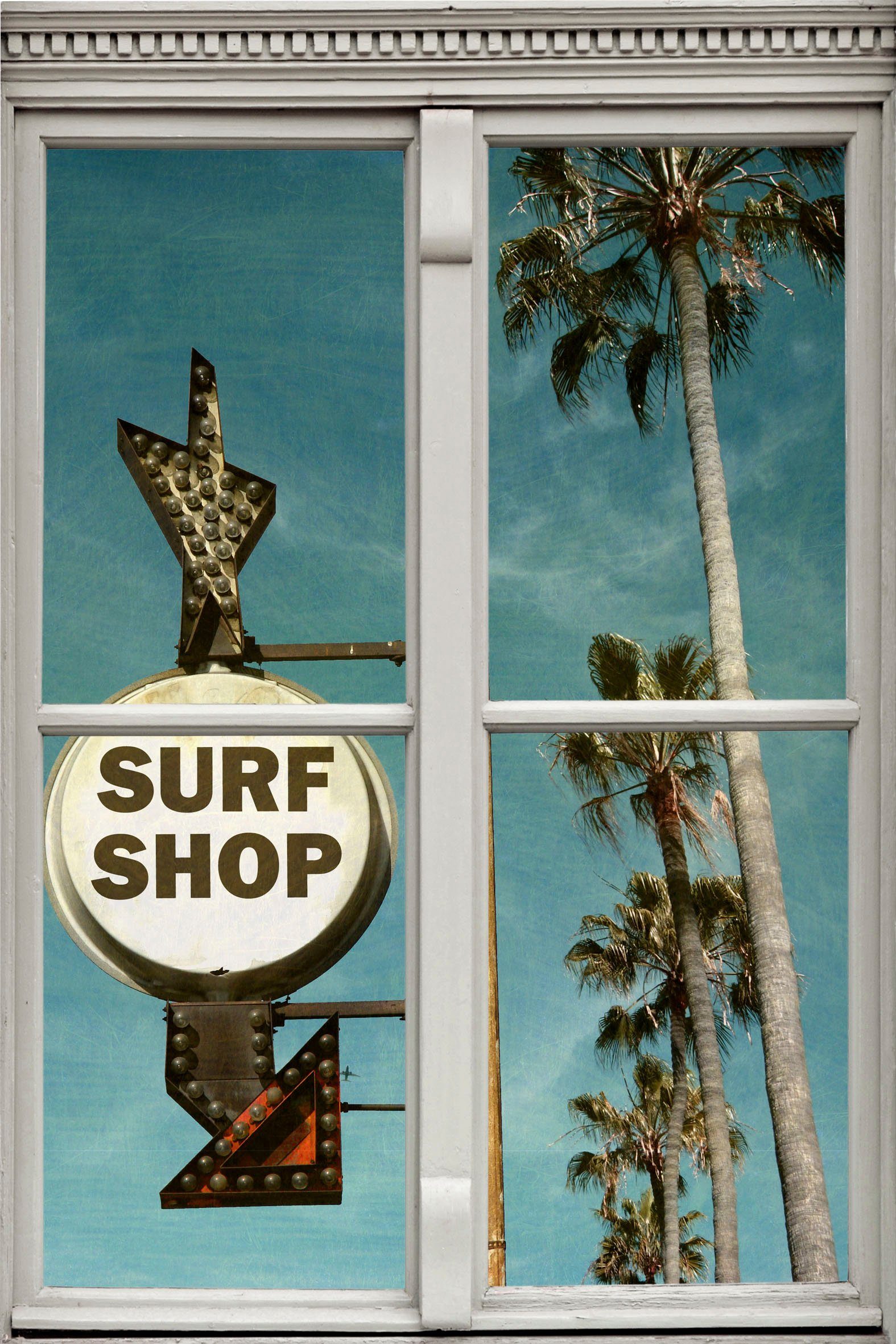 queence Wandsticker Surf Shop | Geographie-Wandtattoos