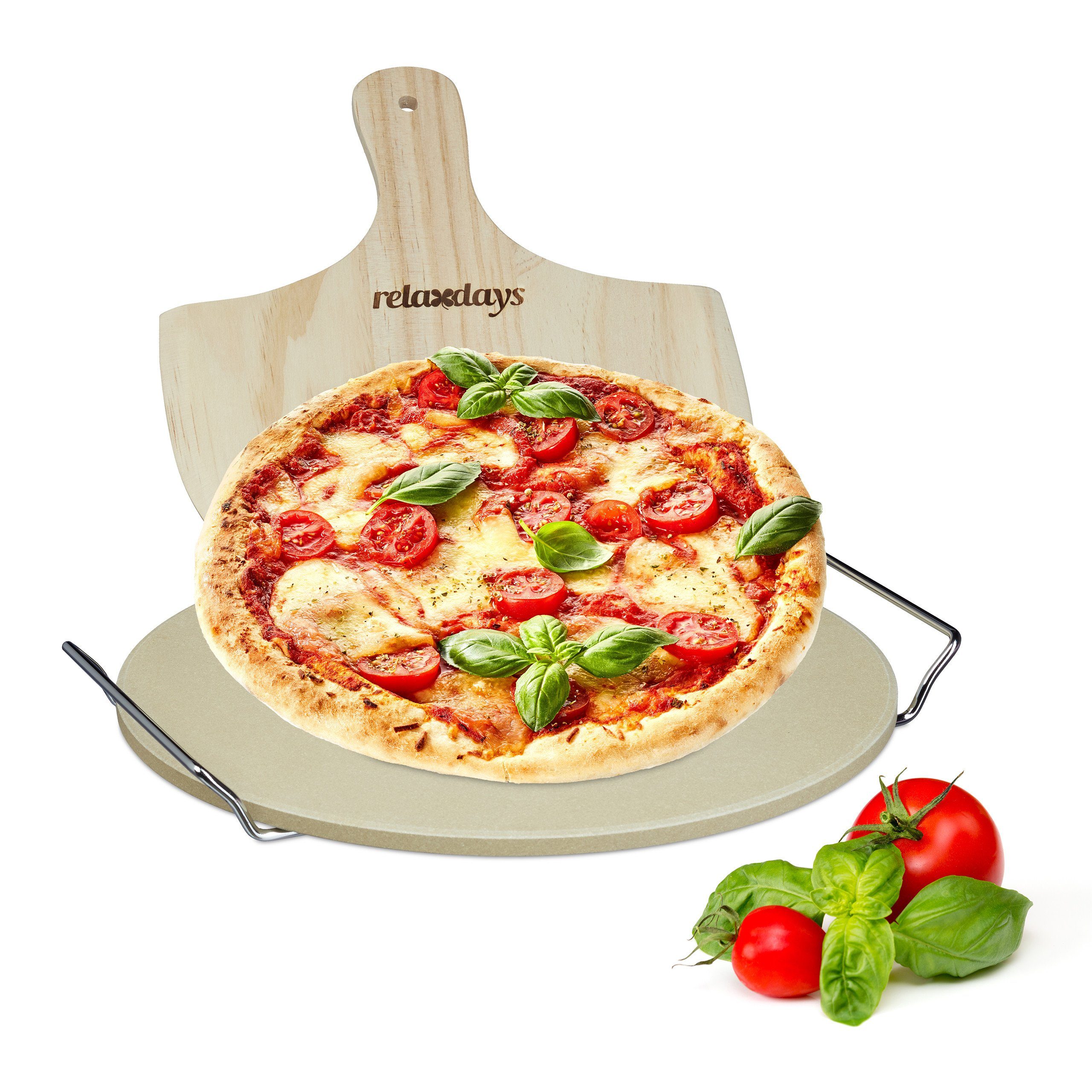 Cordierit Pizzastein Set Pizzastein relaxdays rund,