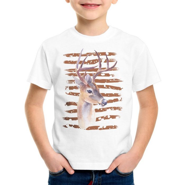 style3 Print-Shirt Kinder T-Shirt Rotwild reh rudel wald wildnis forst