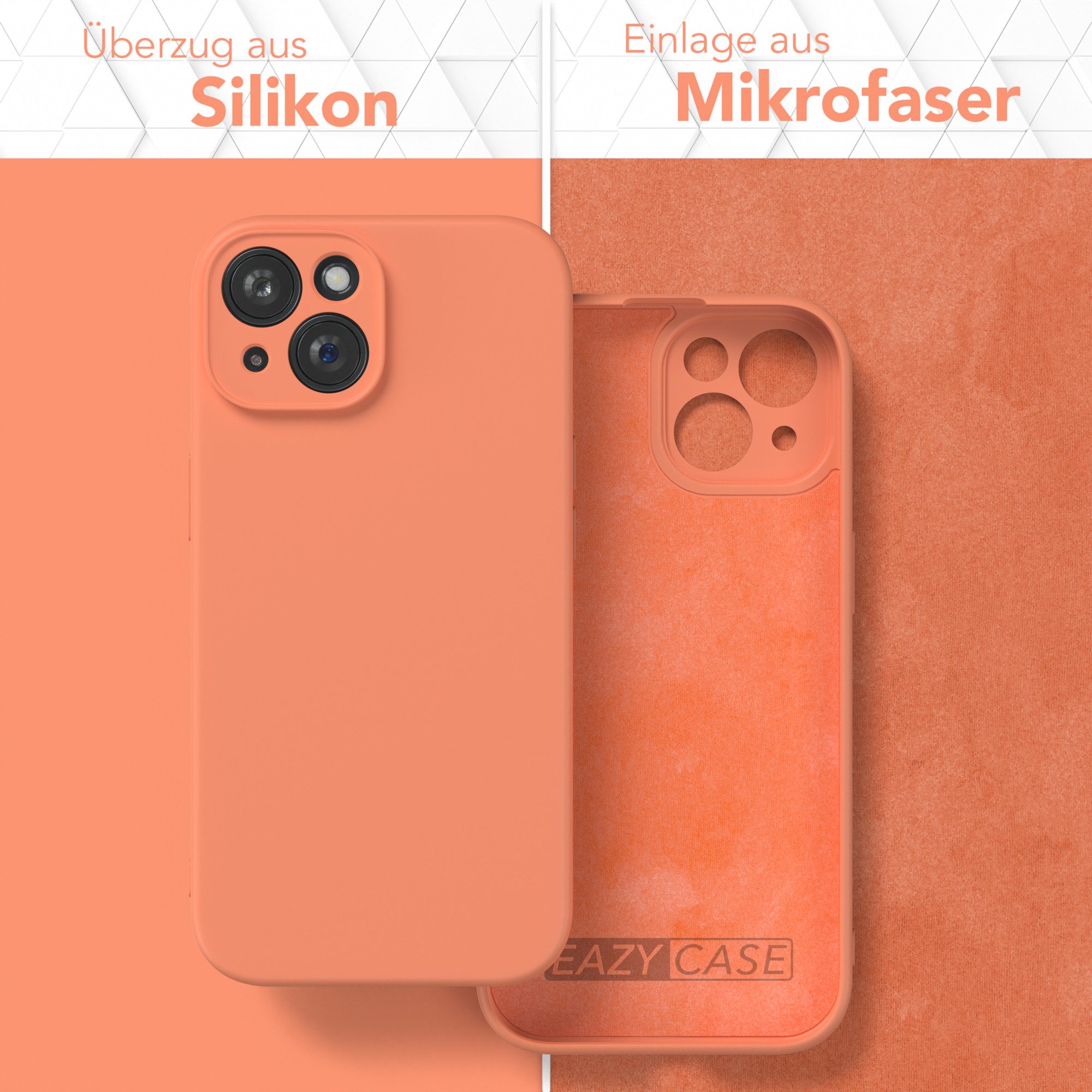 EAZY CASE Handyhülle für Apple iPhone 15 Hülle Silikon 6,1 Zoll, Schutzhülle mit Kameraschutz Telefonhülle elastisch Bumper tpu Orange