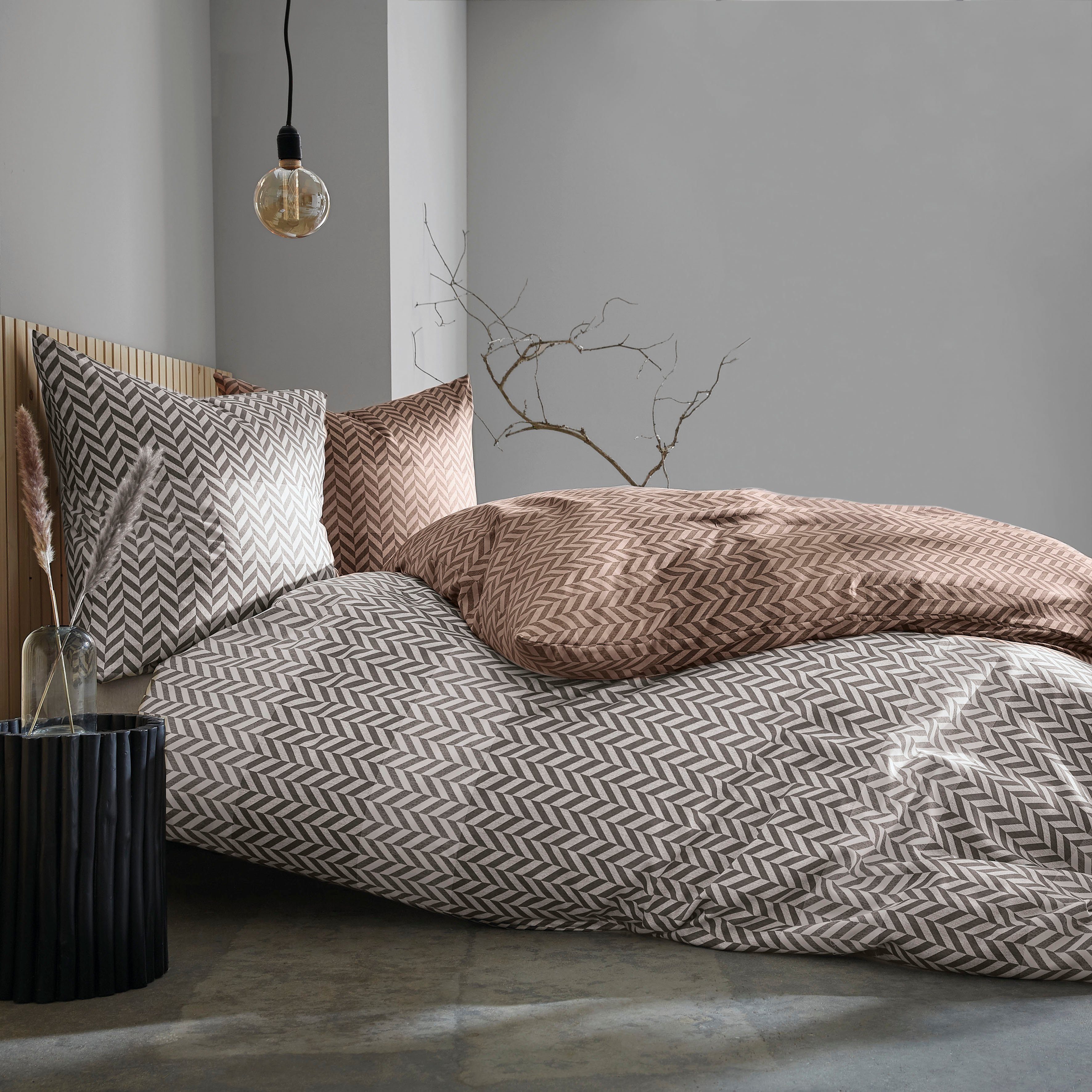 Kleine Wolke Bettwäsche Cosy, Mako-Satin, 2 teilig, mit Fischgrätmuster