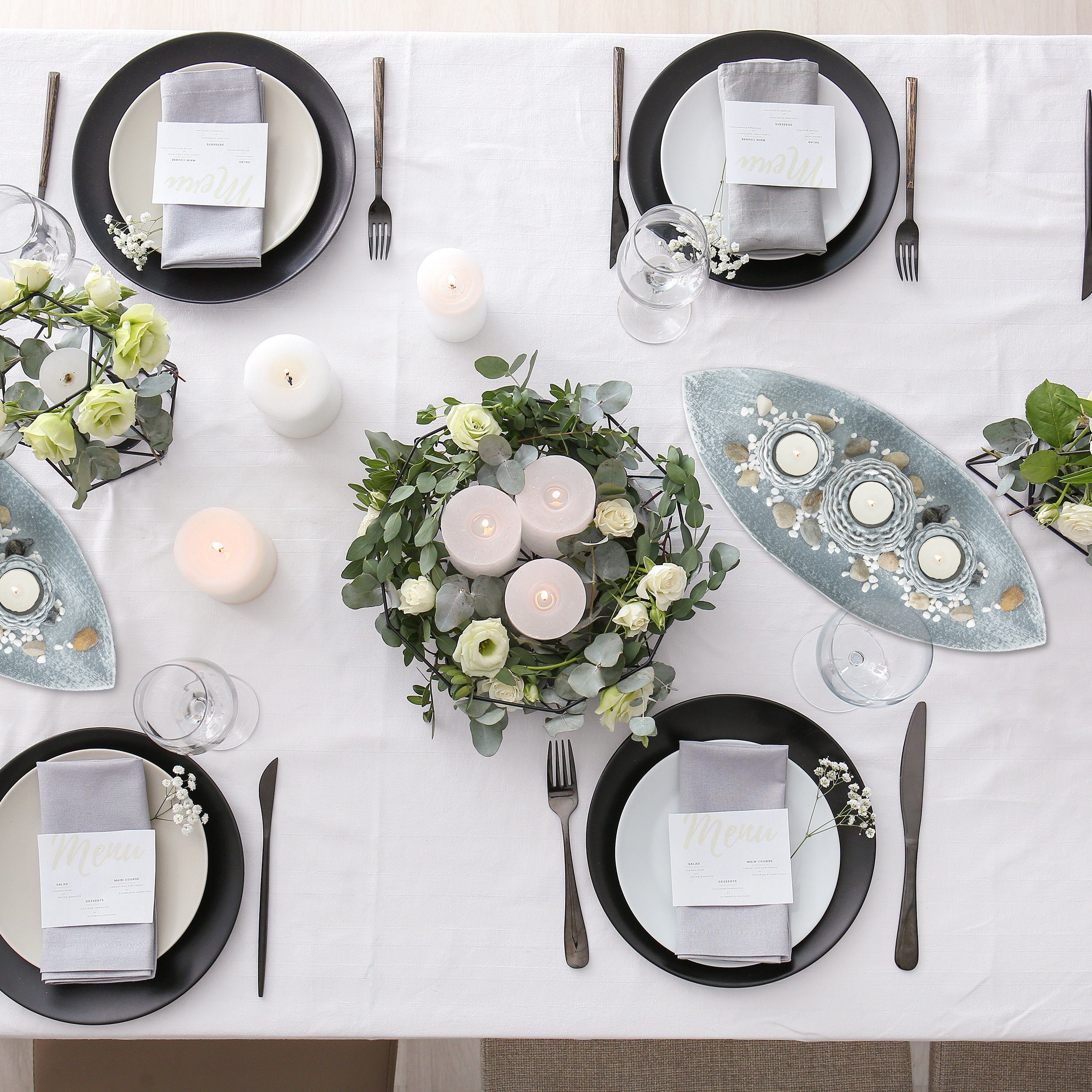 relaxdays Teelichthalter Kerzen Deko mit Schale günstig online kaufen