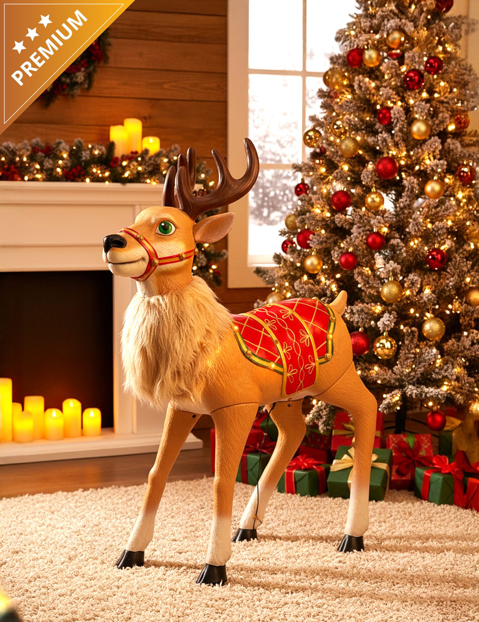 Palmer Kostüm Weihnachtsrentier Animiert mit Licht und Sound 120 cm