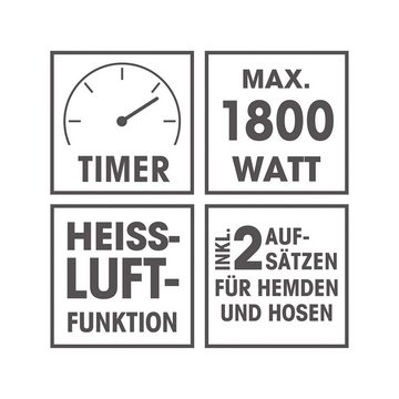 CLEANmaxx Trockenbügeleisen Hemdenbügler Hosenaufsatz trocknet und bügelt, 1800 W, automatischer Bügler für Hemden und Hosen Bügeleisen