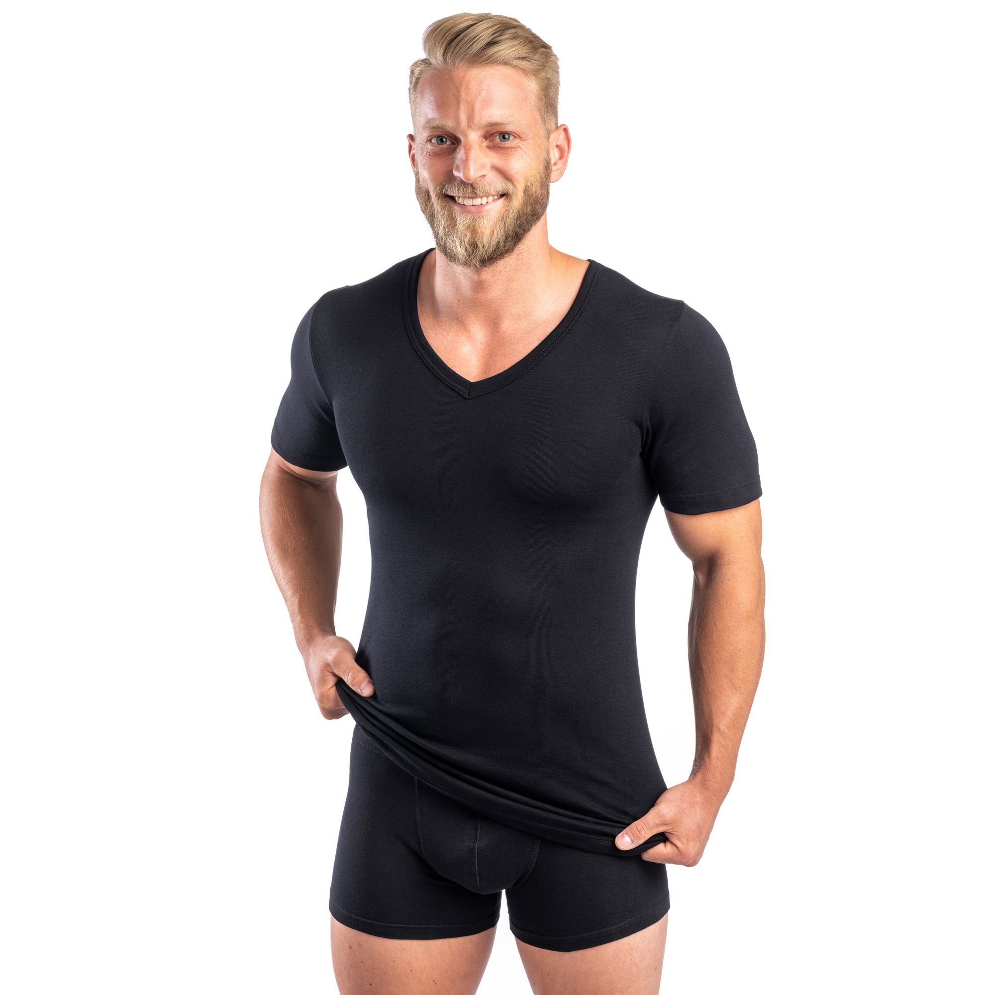 HERMKO Unterziehshirt 554880 kurzarm Shirt V-Ausschnitt weiches angenehmes günstig online kaufen