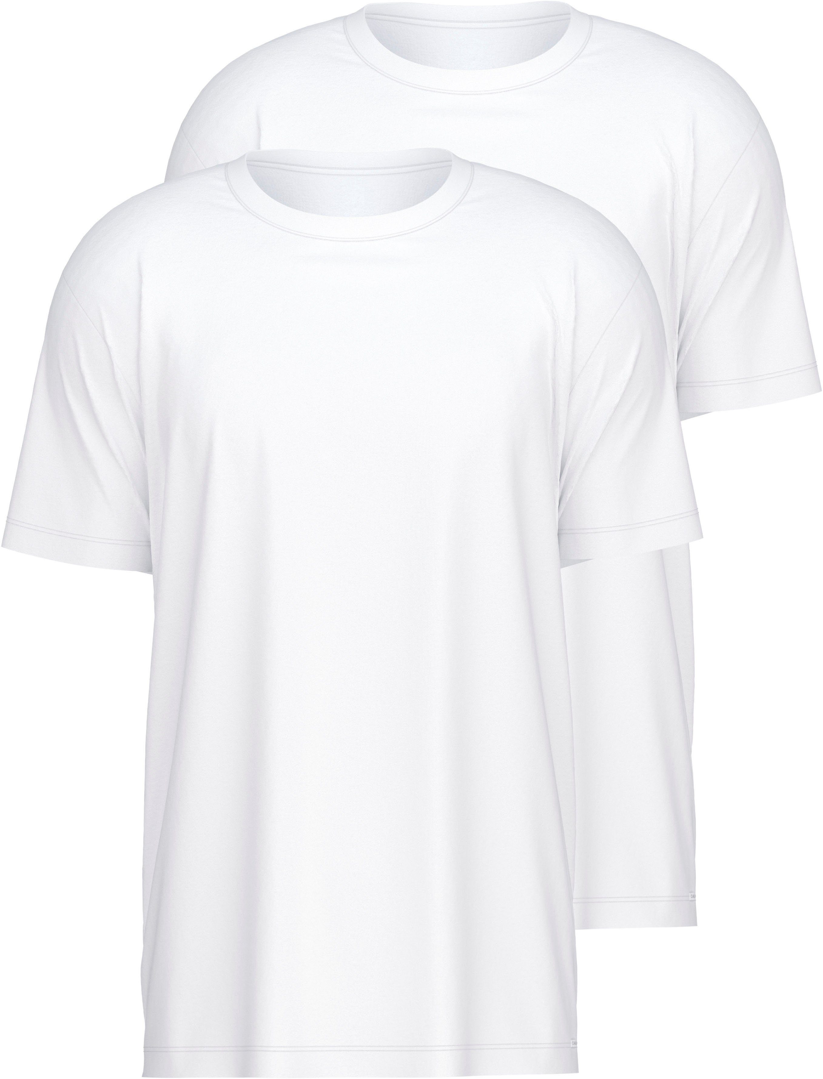 Modern T-Shirt enganliegendes weiss Kurzarmshirt, Natural (2er Pack) Fit CALIDA Benefit