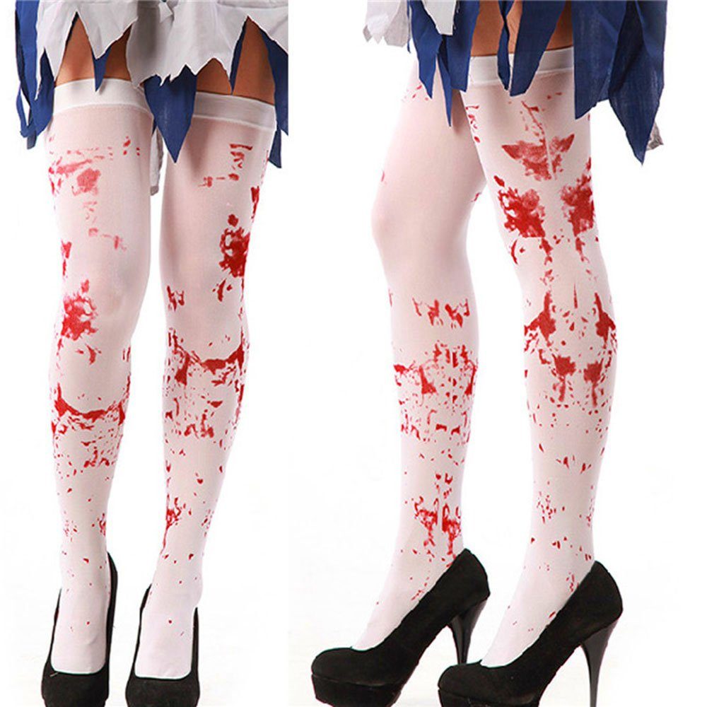 Housruse Kostüm »Blut Socken Blutige Halterlose Strümpfe Kostüm Zombie  Krankenschwester Blutverschmierte Kniestrümpfe Overknees für Horror  Halloween(1 Stück)«