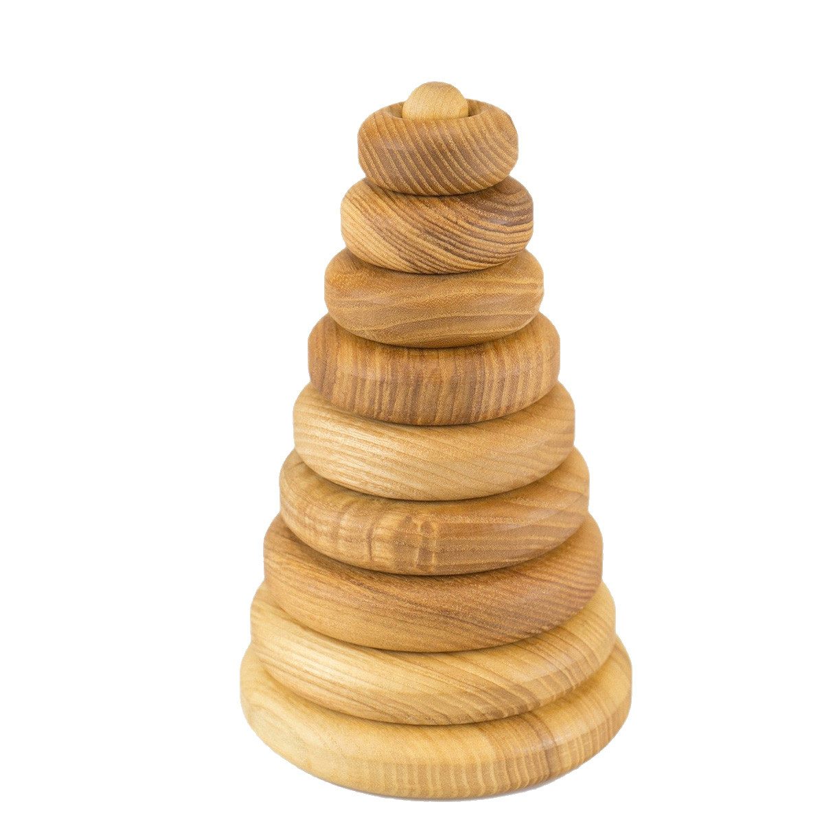 Lotes Toys Stapelspielzeug Stapelturm aus Eschenholz Ringe 18,5 cm, (packung, 10-tlg), fördert die Feinmotorik