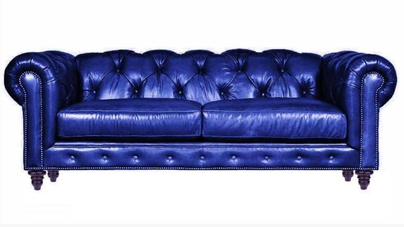 Chesterfield in Blau Europe Made Dreisitzer Design Hellbrauner Neu, Couch Chesterfield-Sofa 3-er Modernes JVmoebel
