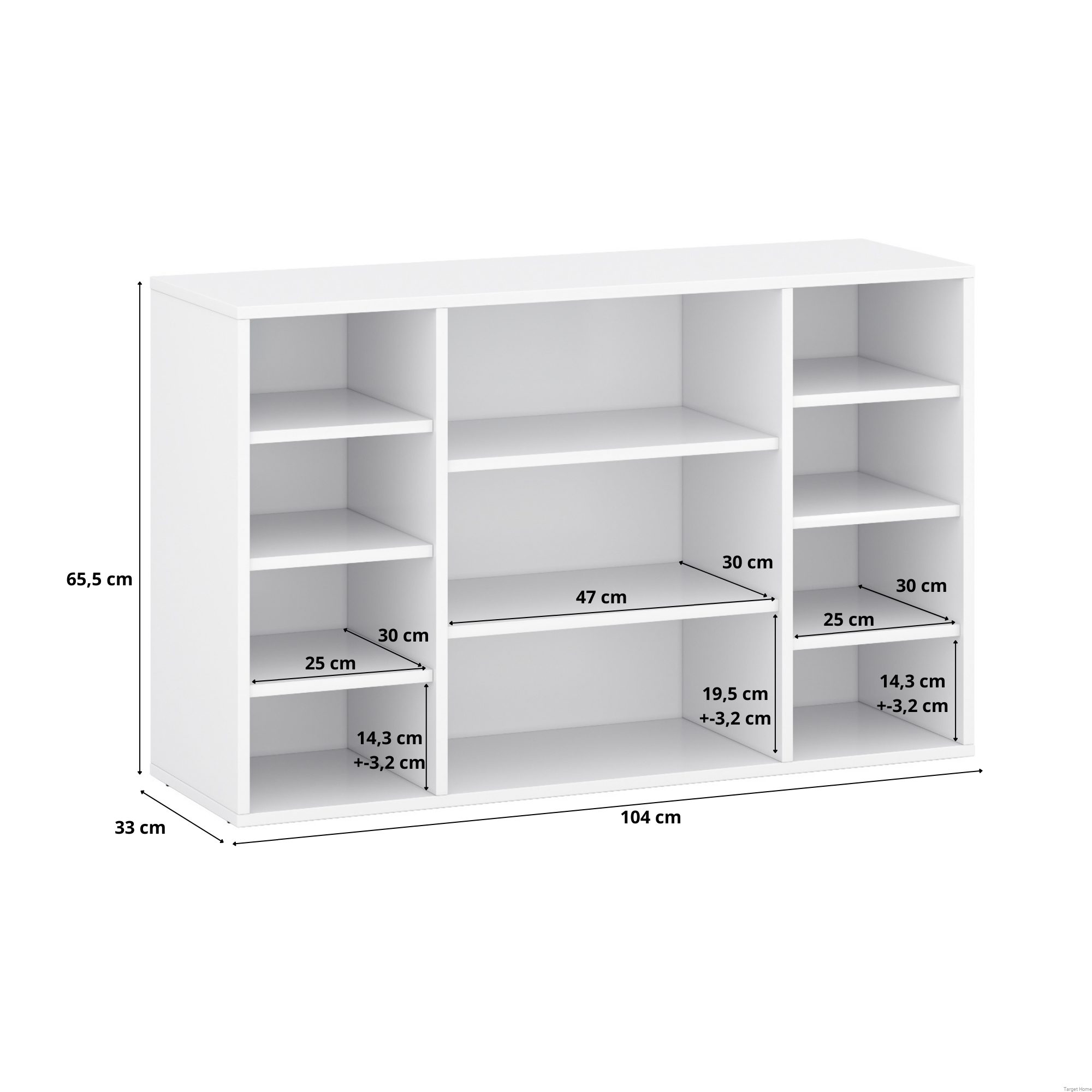 TARGET HOME Bücherregal Universalregal weißer Schrank mit offenen Fächern und leichter Montage