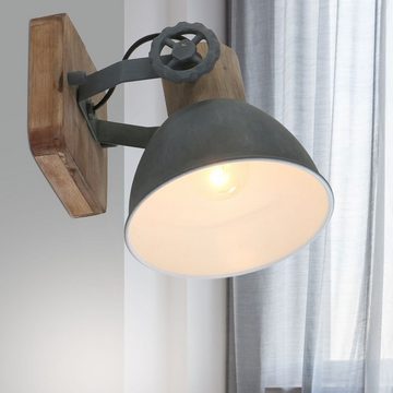 Steinhauer LIGHTING Wandleuchte, Leuchtmittel nicht inklusive, Vintage Wand Lampe grau Eichenholz Wohn Zimmer Leuchte Spot