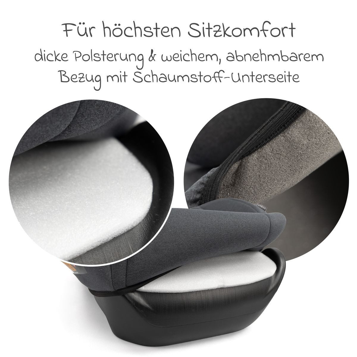 Zamboo Kindersitzerhöhung Dunkelgrau, Kinder Auto Sitzerhöhung i-Size 7 Jahre - 12 Jahre (125 cm - 150 cm)