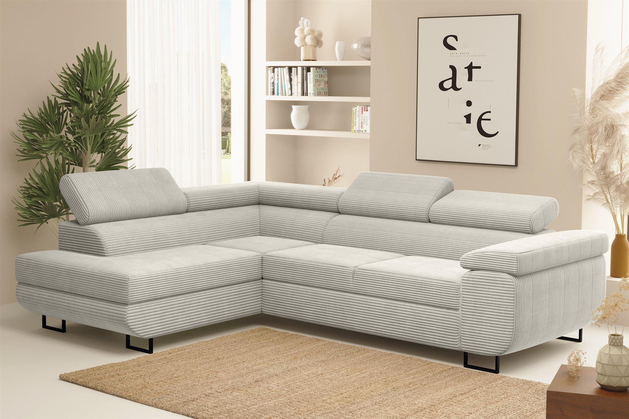 Fun Möbel Ecksofa Schlafsofa Sofa METZ Stoff Poso, Ottomane Rechts oder Links, inkl. Schlaffunktion mit Bettkasten