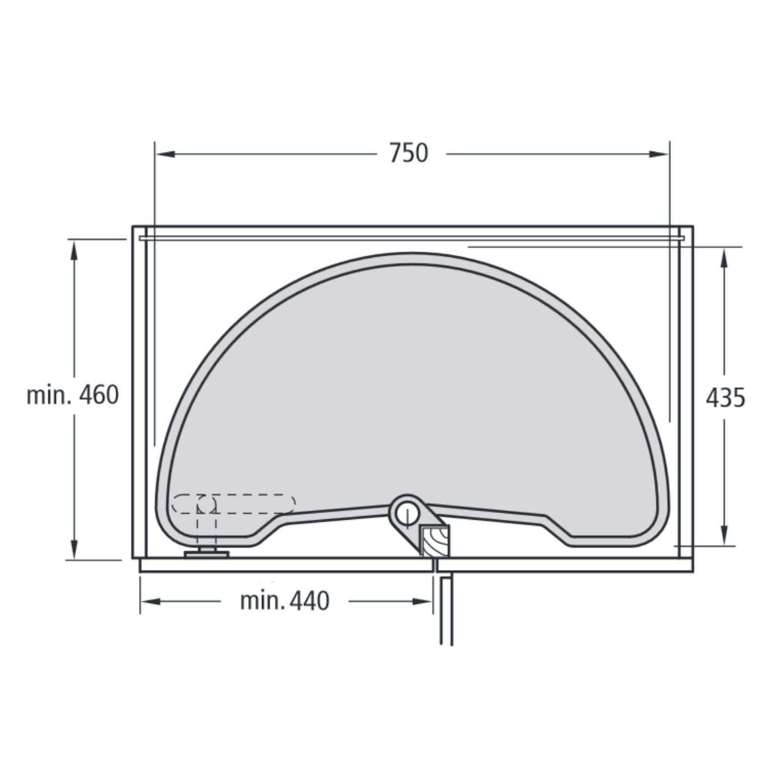 SO-TECH® Eckschrank Halbkreis Eckschrankbeschlag - Korpusbreite: Eckschränke / mm 900-1000 Drehbodensystem für weiß grau