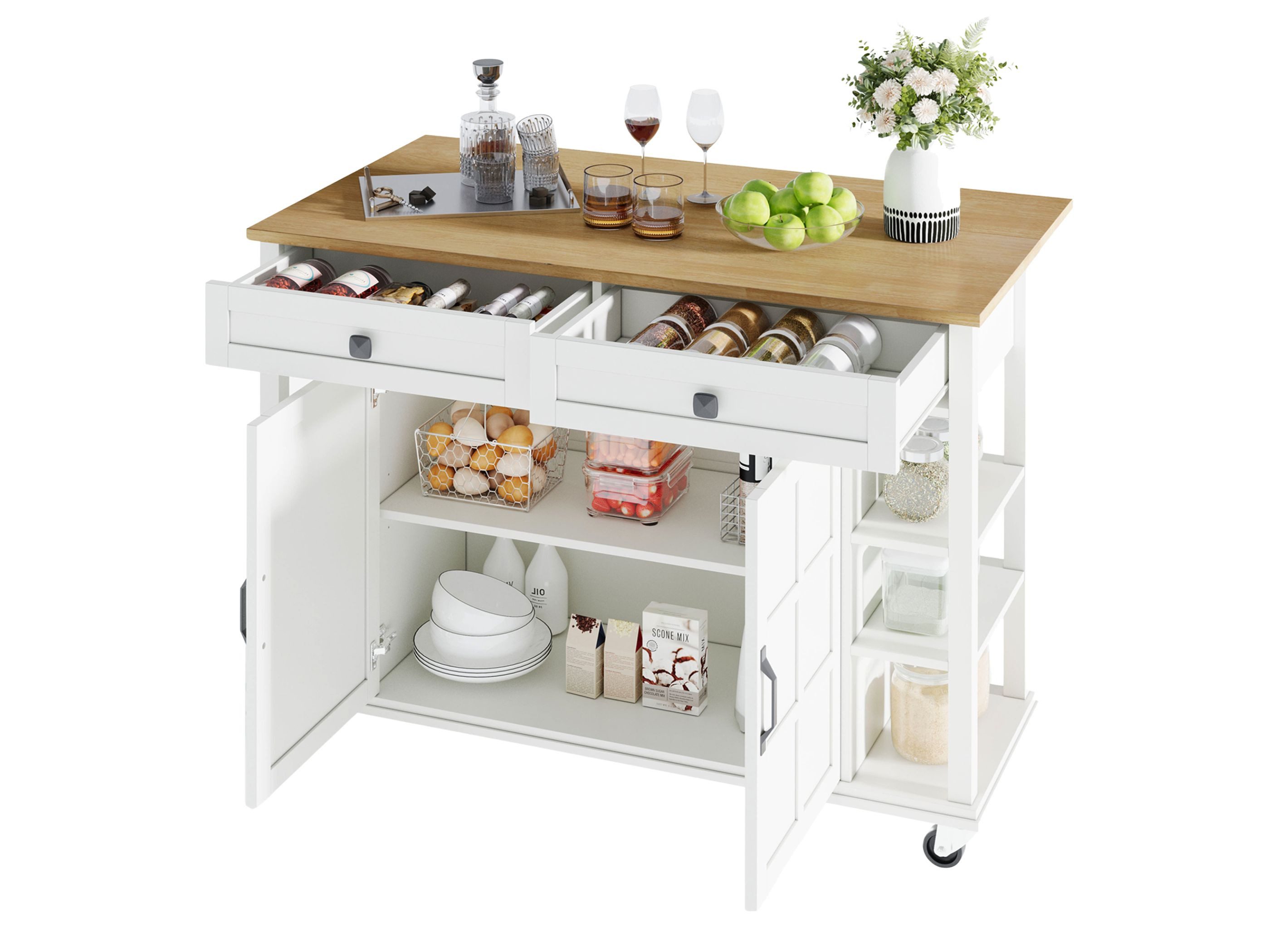 SeedWave Kücheninsel mit klappbarer 65 cm Arbeitsplatte, günstig online kaufen