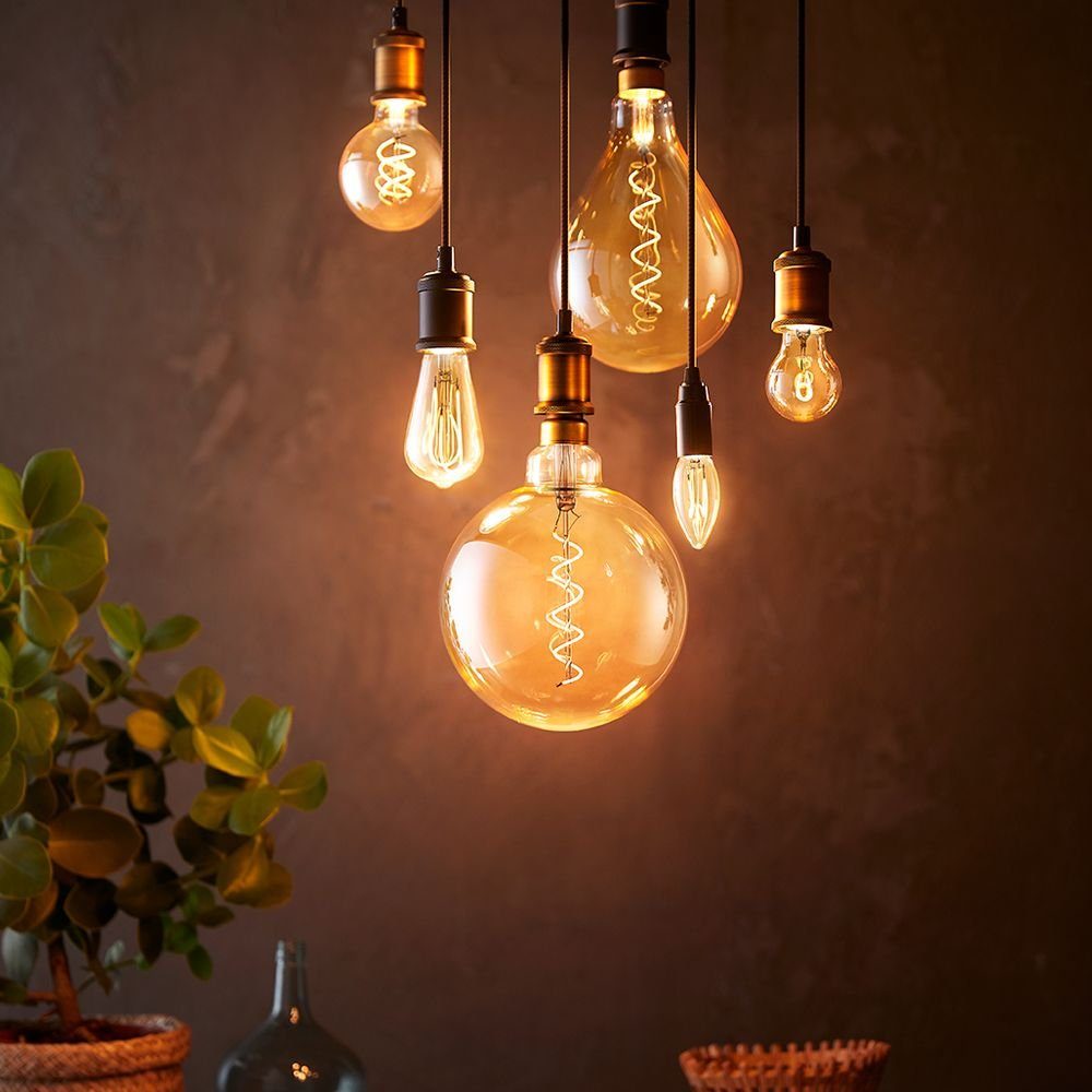 Birne 40W, klar, ersetzt n.v, LED LED-Leuchtmittel A160, - Philips warmweiss dimmba, Lampe 470lm, Vintage, E27,