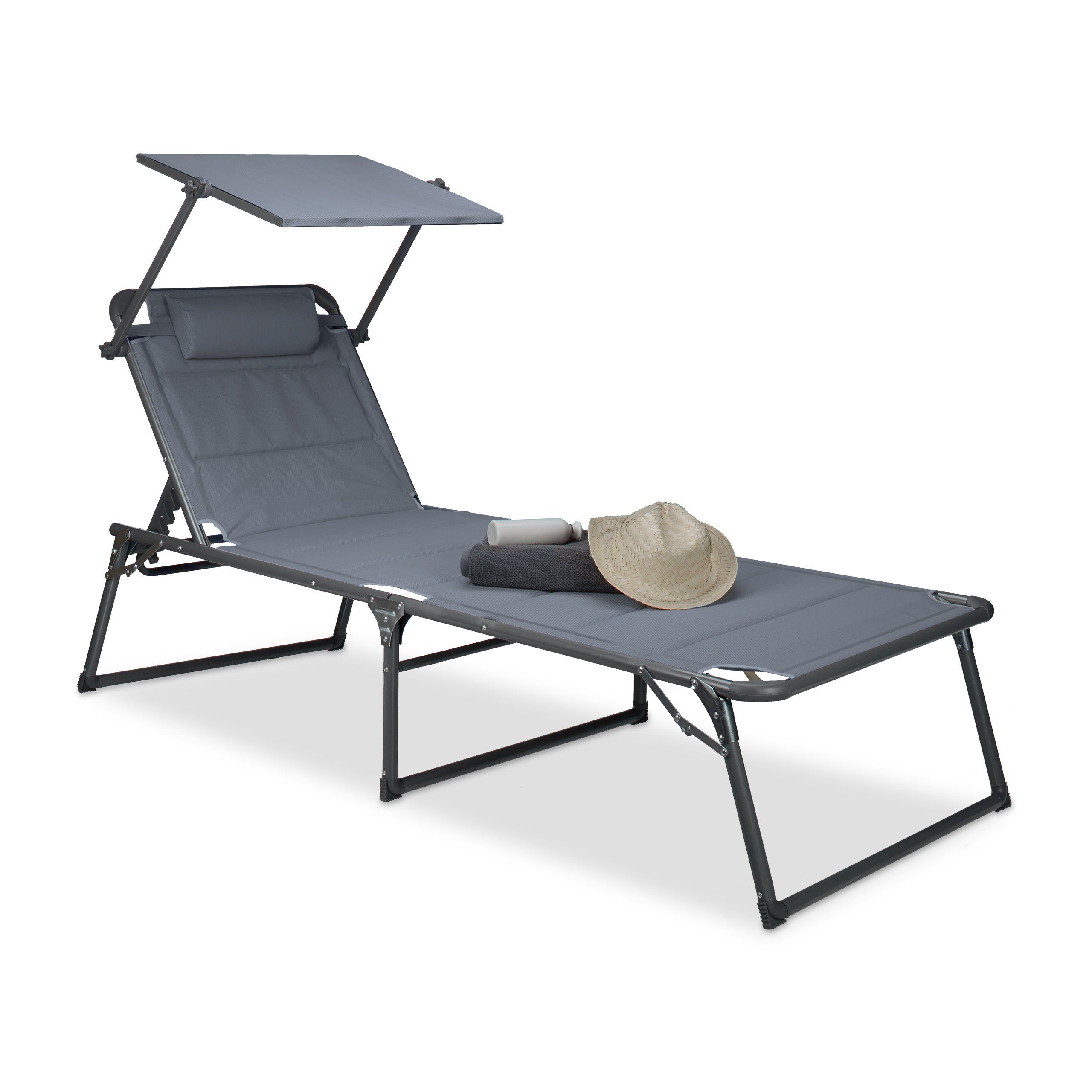 relaxdays Gartenliege »Sonnenliege mit Dach gepolstert« online kaufen