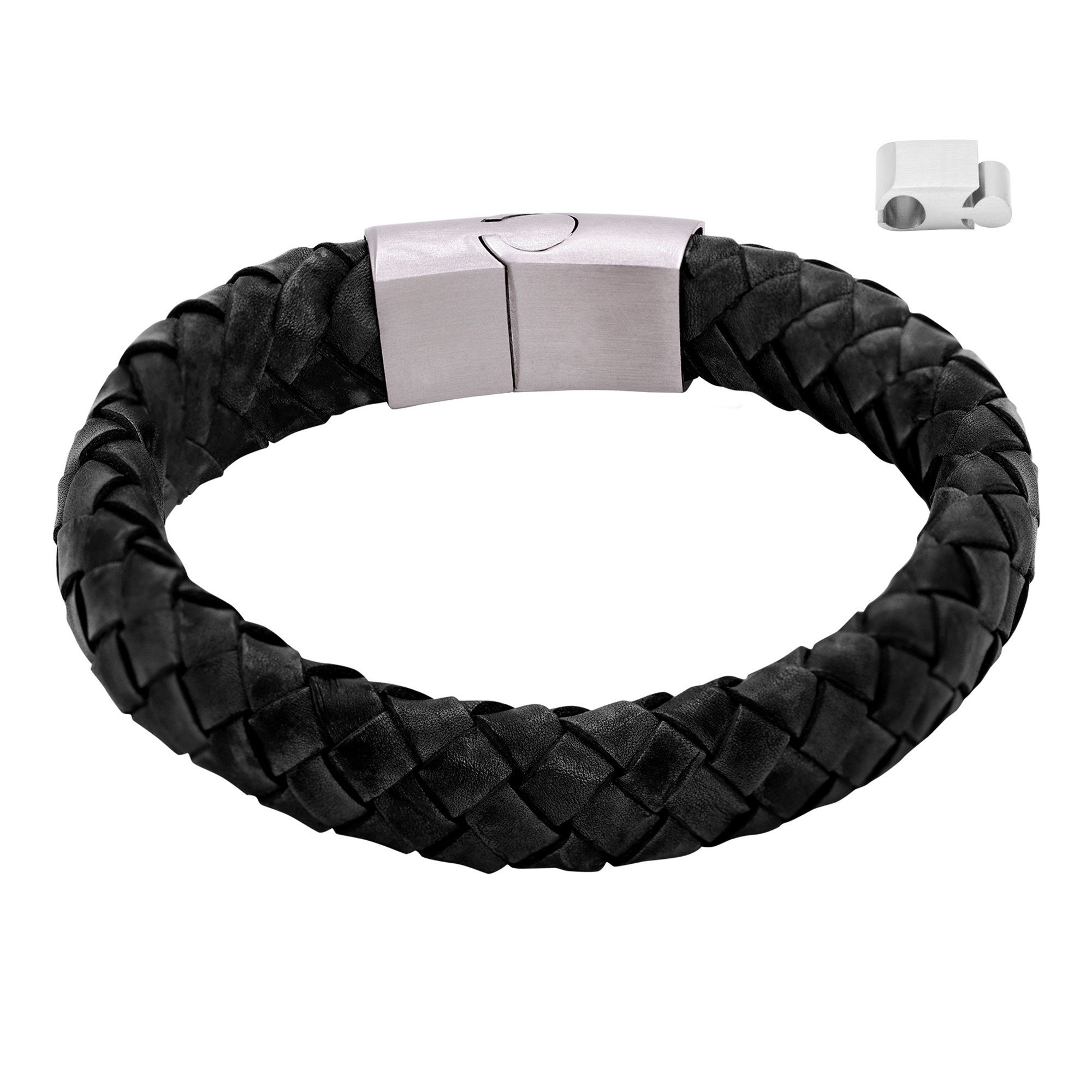 Heideman Armband Lederarmband Enno (Armband, inkl. Geschenkverpackung), Echtlederarmband, Männerarmband, Männerlederarmband schwarz