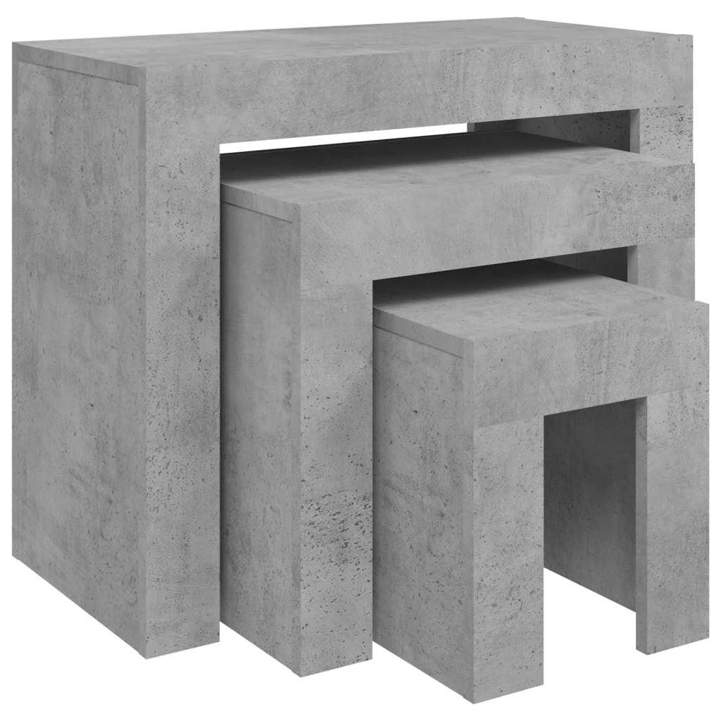 furnicato Satztisch Set aus 3 Couchtischen 61x30x50, 43x30x39, 25x30x29 cm Betongrau (3-St), Stapelbare Beistelltische als Nachttische für das Schlafzimmer