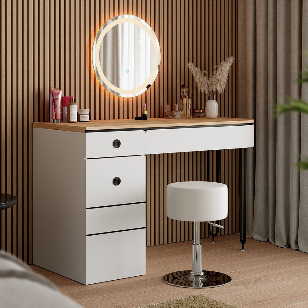 Vicco Schminktisch Mia, Weiß/Naturholz, 120 cm günstig online kaufen