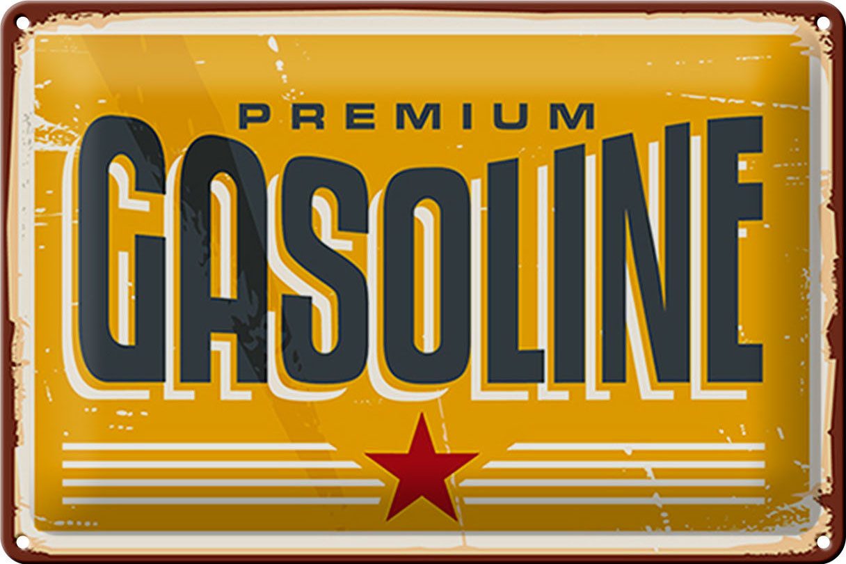 Metallschild Schild Blech Retro 30x20cm -Made in Germany- Premium Gasoline Tankstel