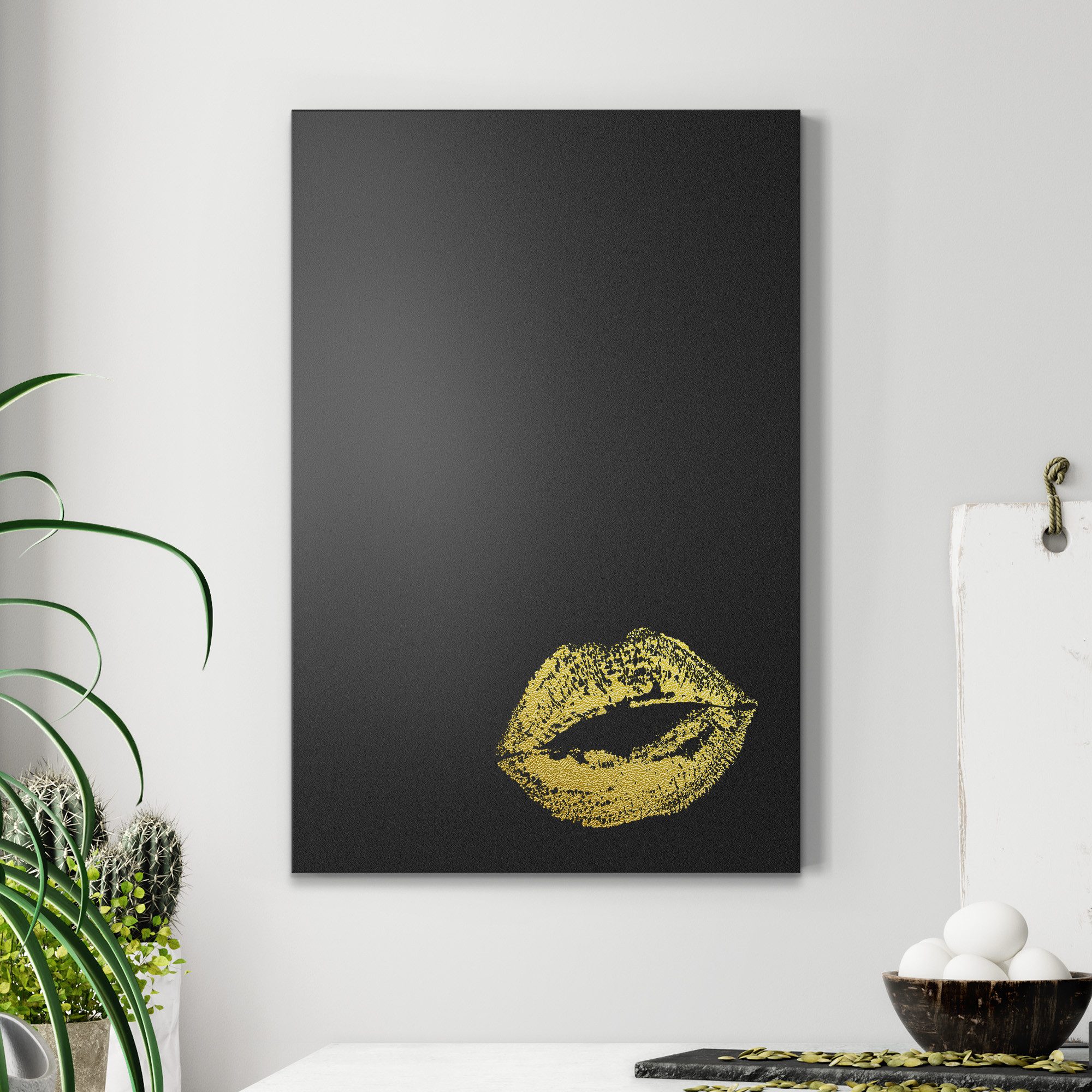 DEQORI Wandtafel 'Kuss in Blattgold', (1-tlg), Metall Kreidetafel bedruckt Schreibtafel modern Schiefertafel Tafel