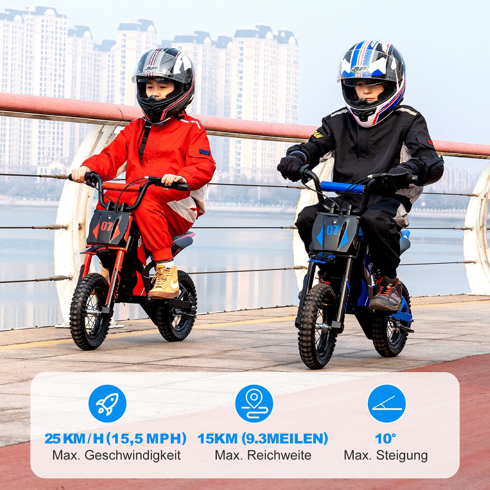 EVERCROSS TECH Elektro-Kindermotorrad EV12M, 8/12/25 KMH, 12 Zoll Luftreifen, 300W, 36V 5,2AH, 6-12 Jahre, Reichweite 15 km, Belastbarkeit 65 kg