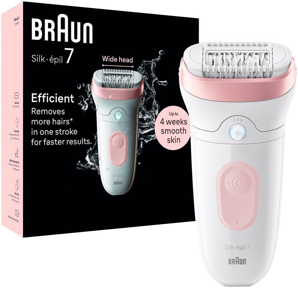 Braun Epilierer Silk-épil 7 7-000, Massagerollenaufsatz, Wet&Dry