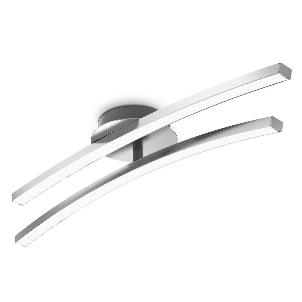 B.K.Licht Deckenleuchte LED Deckenlampe - Schwenkbar fest Wohnzimmer LED integriert, Warmweiß, Schlafzimmer BKL1411, 12W 3000K gebürstet 960lm Aluminium 2-flammig