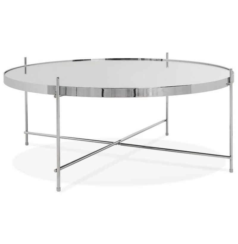 KADIMA DESIGN Beistelltisch PIPER GROss Couchtisch Glas Silber (chrome) 83 x