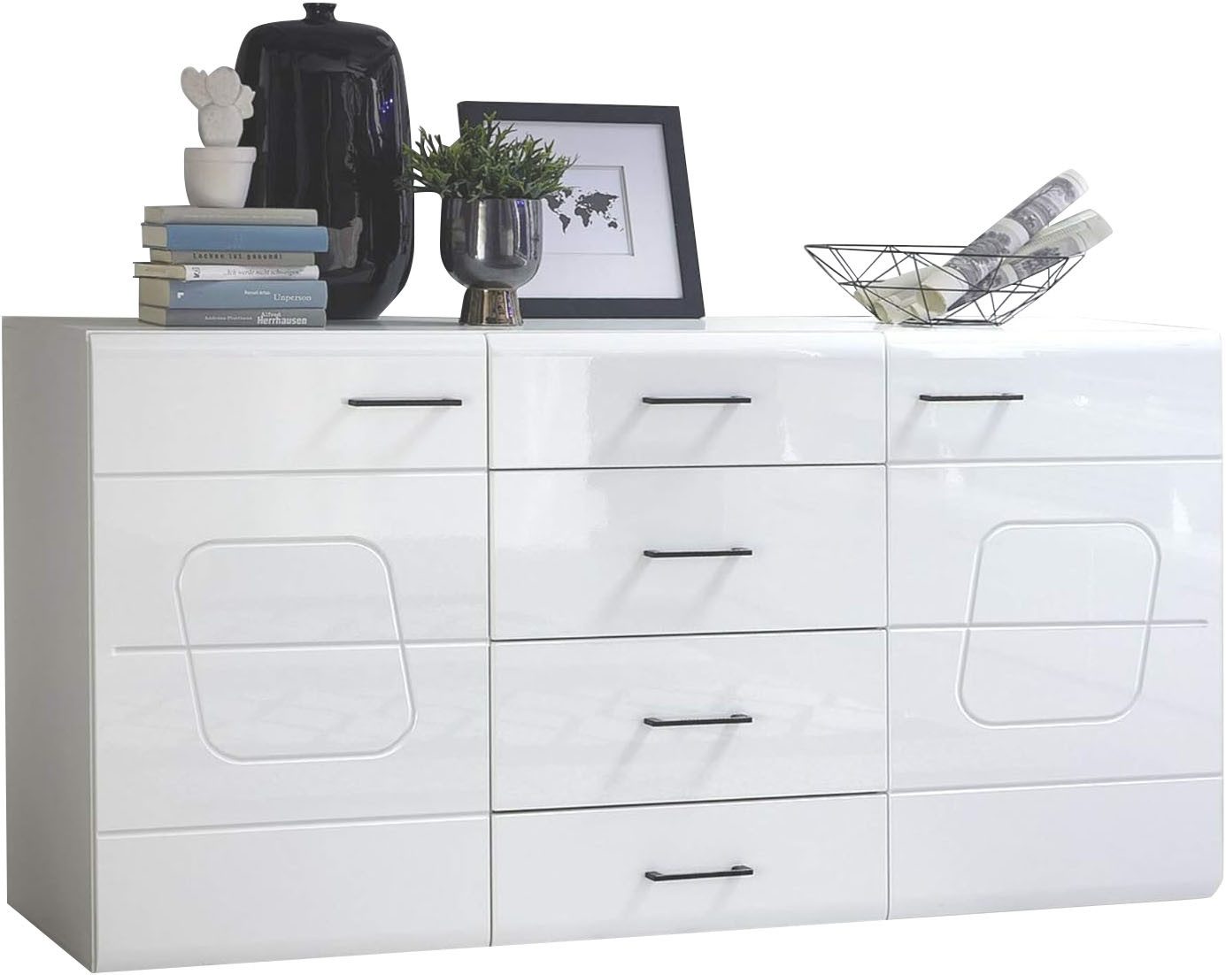 Innostyle Sideboard SPIRIT PLUS (3 St), weiß hochglanz MDF