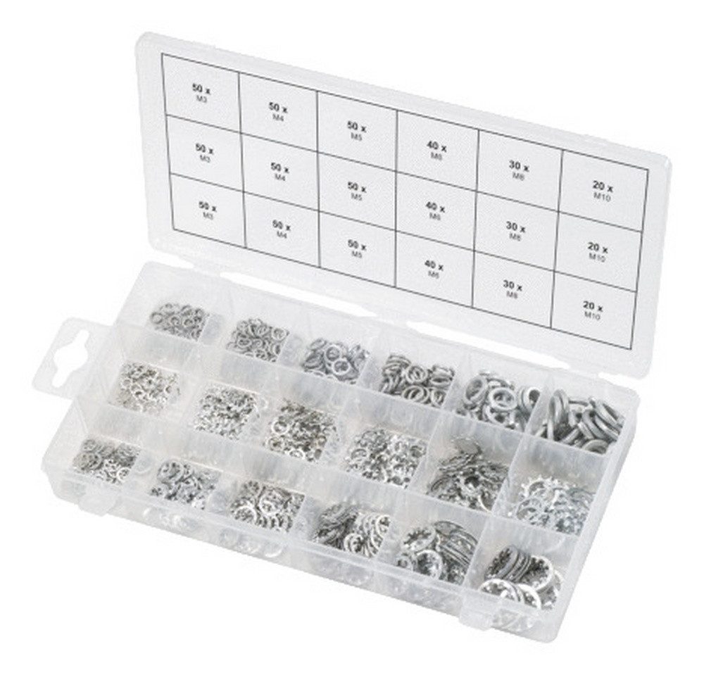 KS Tools Zahnscheibe, 720-St., Sortiment Zahn-Unterlegscheiben, M3-10, 720-teilig