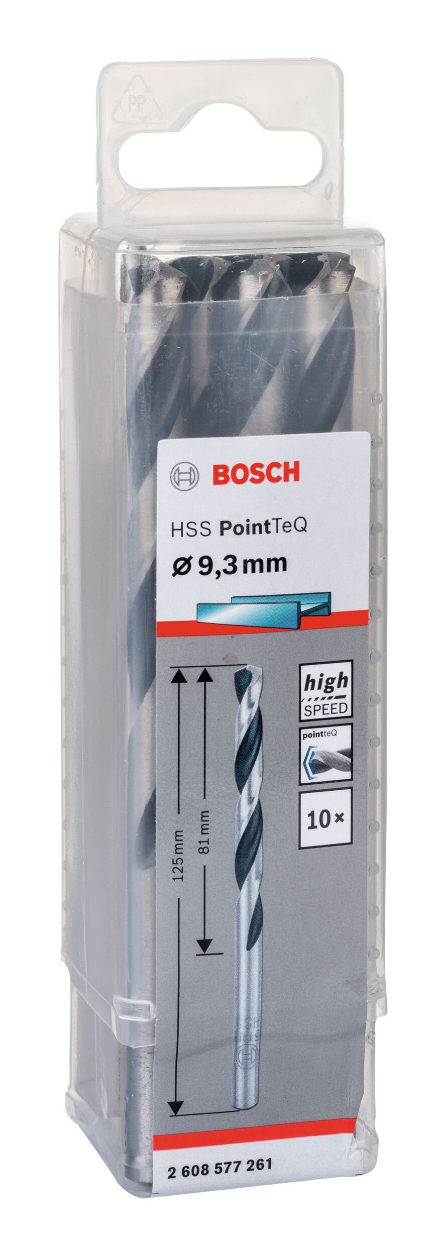 BOSCH 338) Metallbohrer, 9,3 (DIN (10 - Stück), Metallspiralbohrer HSS PointTeQ 10er-Pack - mm