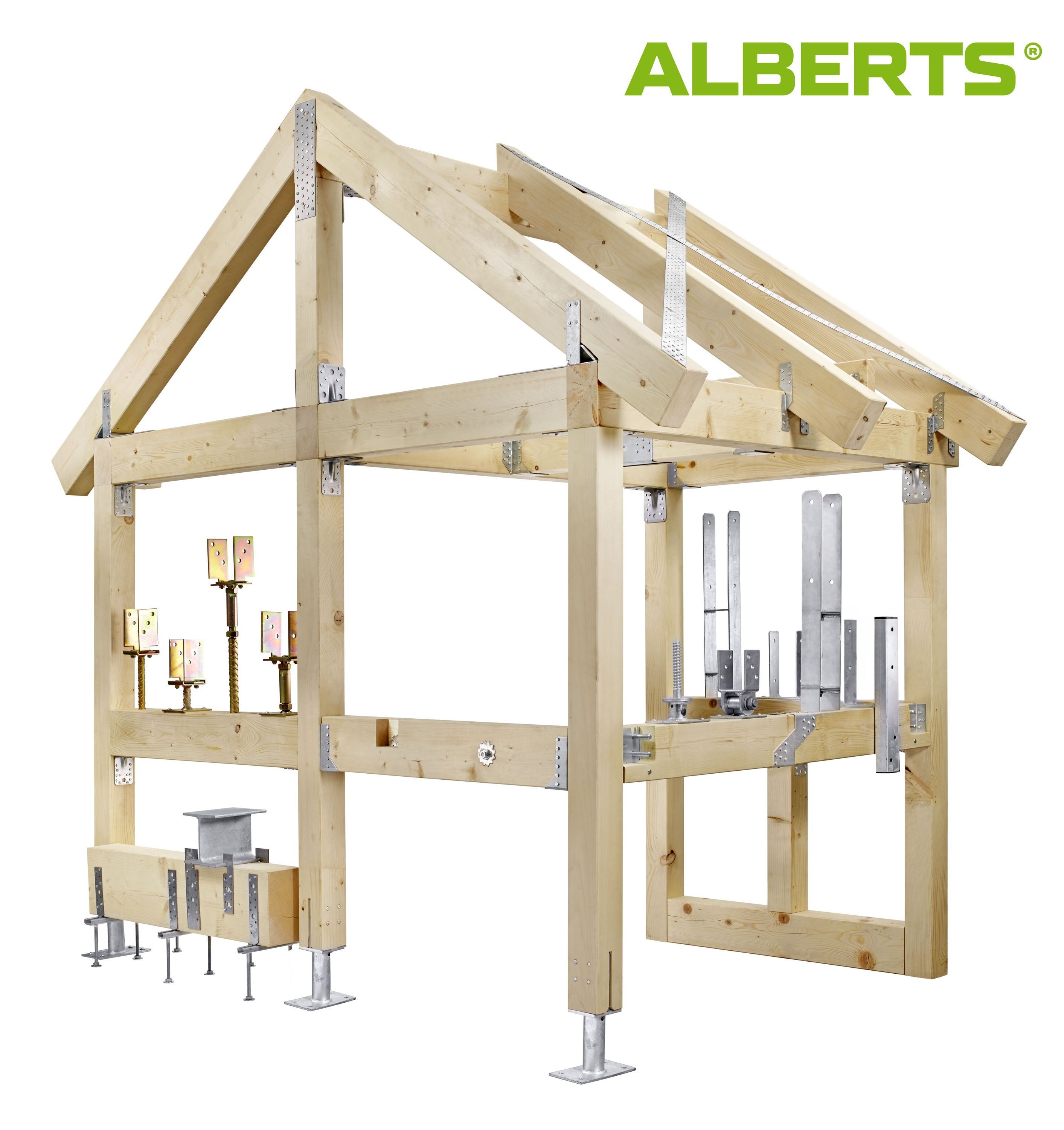 Alberts Pfostenträger Bundle-Set 4x218102, Alberts 218102 Pfostenträger zum Aufschrauben galvanisch verzinkt, dic