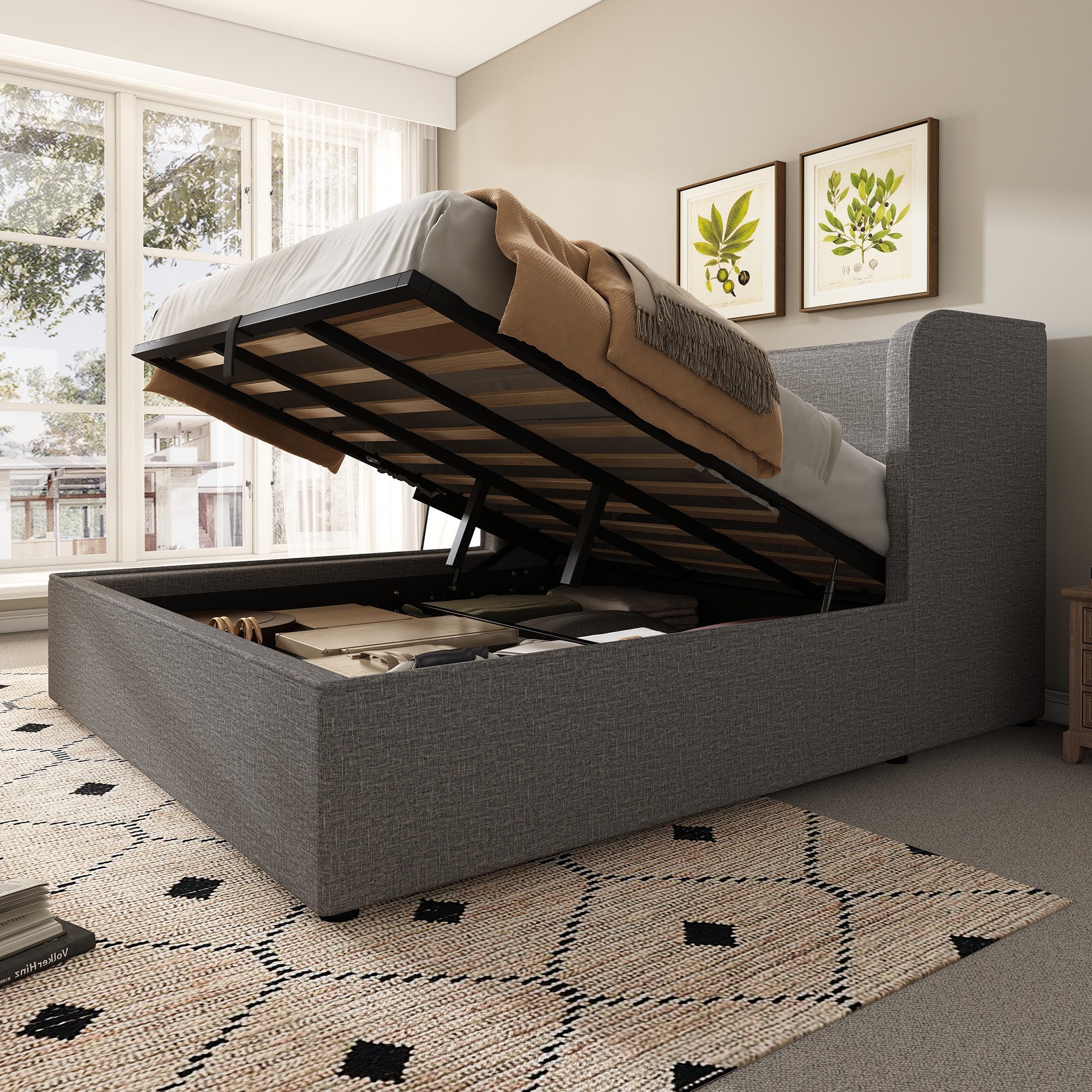 BlingBin Stauraumbett Doppelbett (1-tlg., Hydraulisch Polsterbett günstig online kaufen
