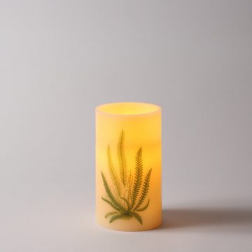 MARELIDA LED-Kerze XXL LED Kerze Farndruck Echtwachs flackernd H:20cm für Innen weiß/grün
