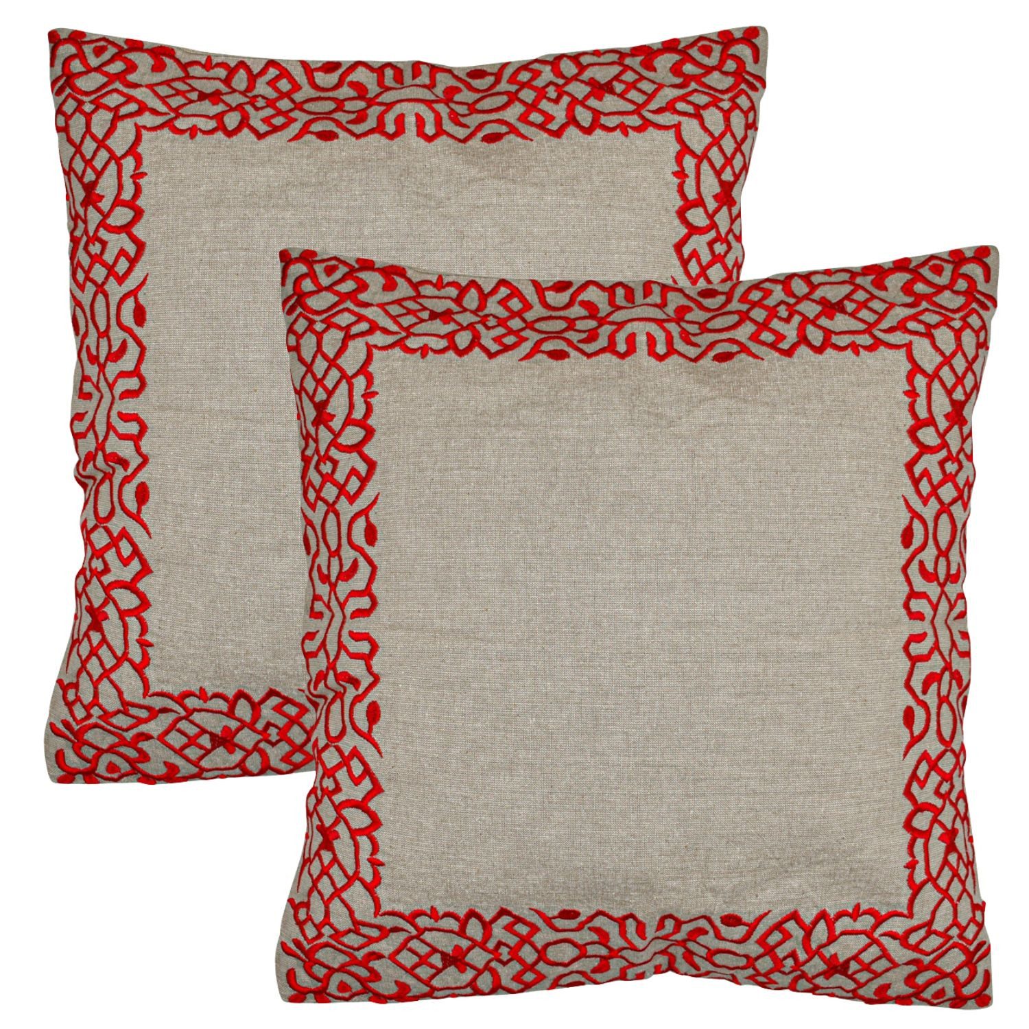 Marrakesch Orient & Mediterran Interior Zierkissen 2er Set Подушкиbezug Handgefertigt Frisia Rot 40x40cm, Boho Deko