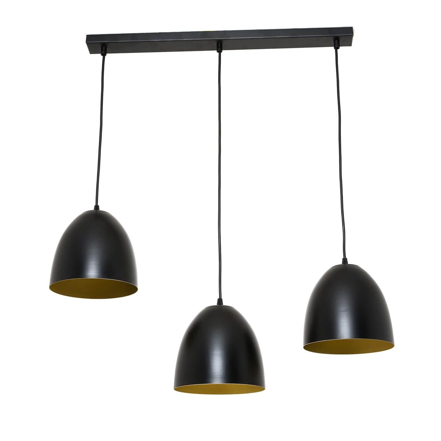 Licht-Erlebnisse Pendelleuchte LENOX, ohne Leuchtmittel, Hängeleuchte Schwarz Gold Retro verstellbare Pendel Küche Lampe