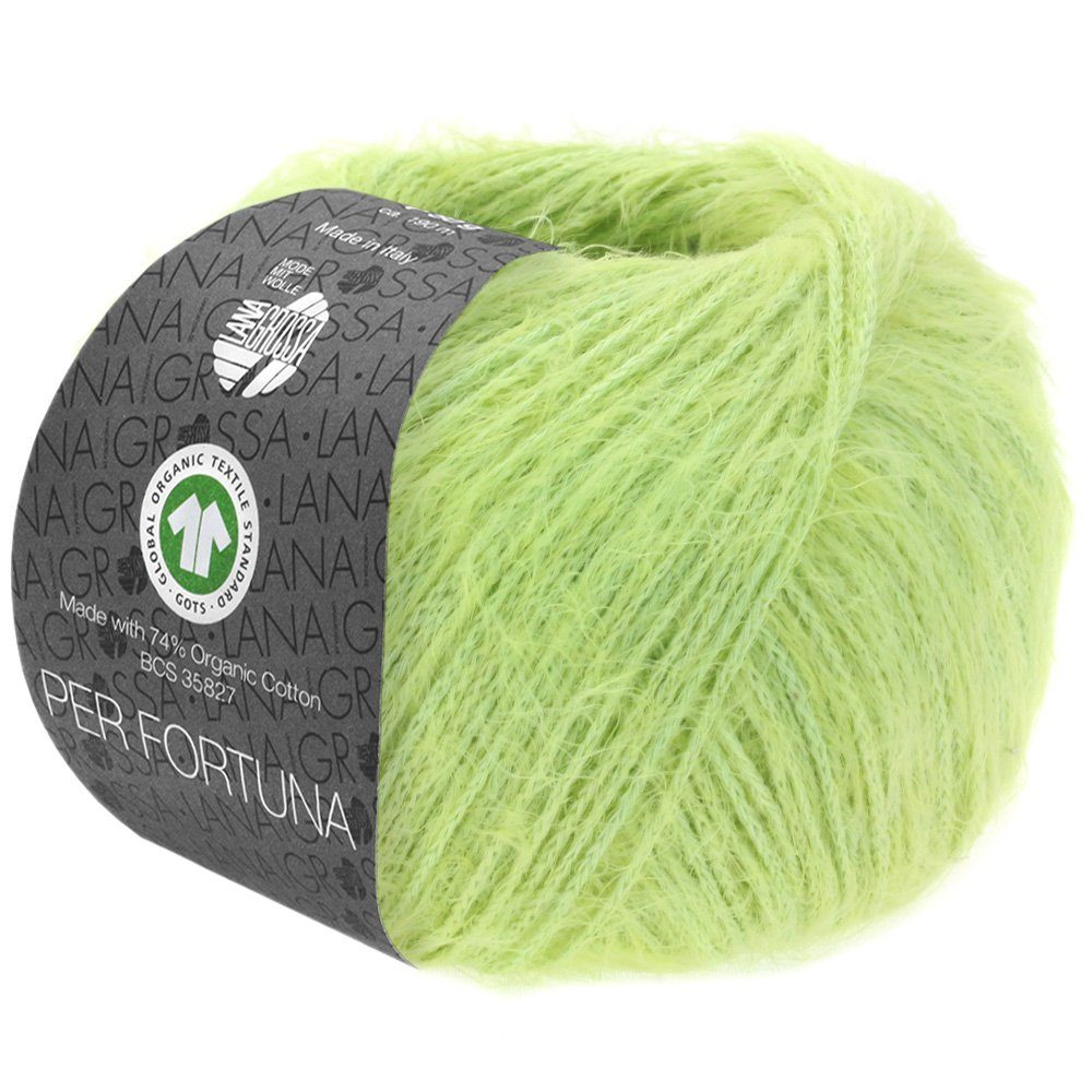 LANA GROSSA PER FORTUNA Flauschiges Kettengarn aus Baumwolle Häkelwolle, 190 m (Weiches Strickgarn für Pullover, Cardigans & Tops, Flauschige Struktur für moderne Strickmode mit Fashion-Charakter), 50 g