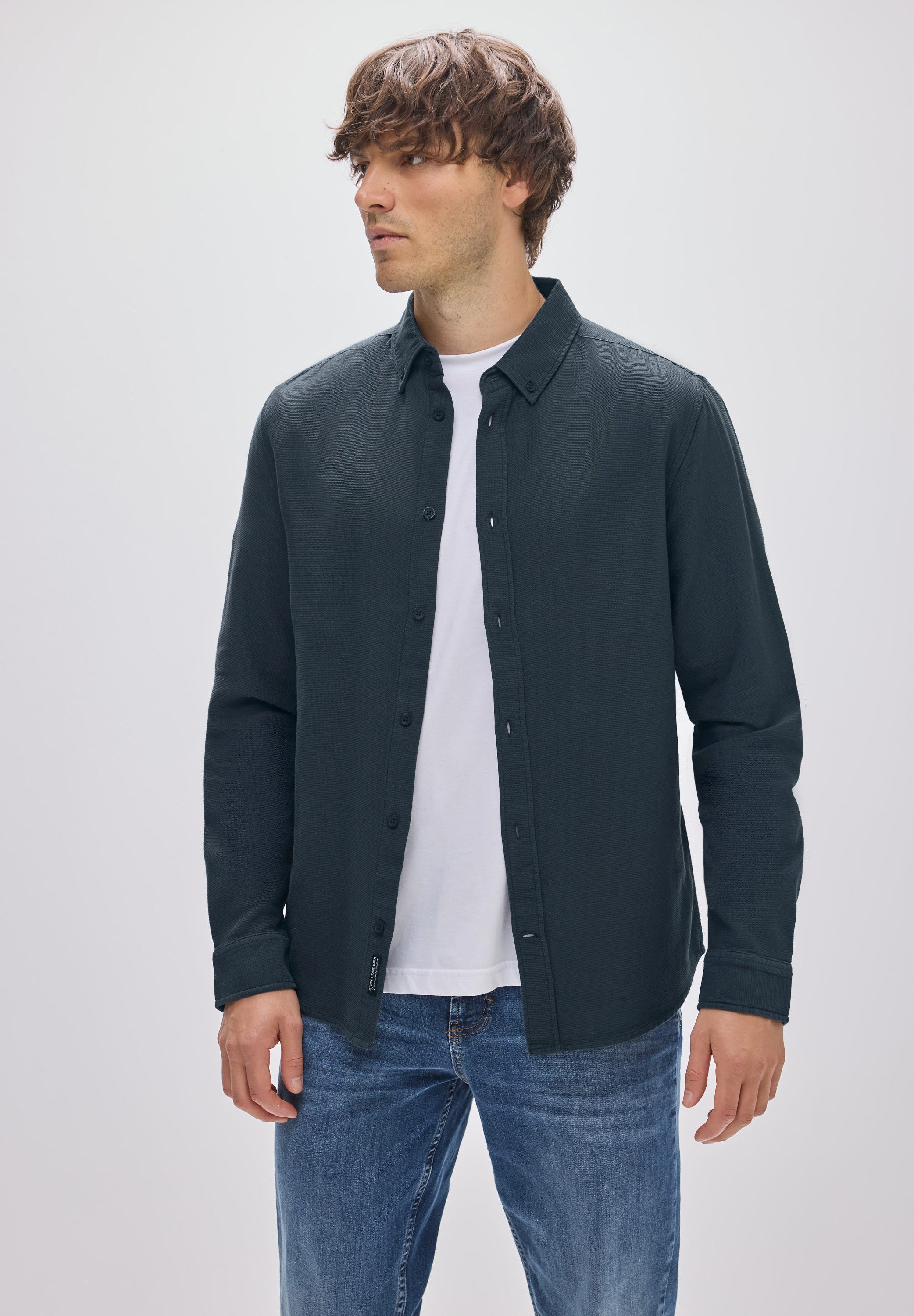 STREET ONE MEN Langarmhemd mit Knopfleiste günstig online kaufen